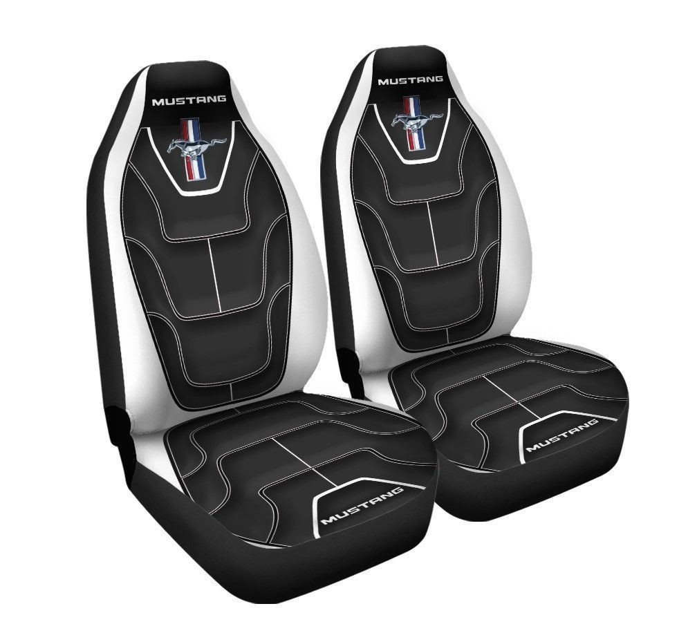 Mustang Car Seat Cover (Set of 2) Ver 3 (White)