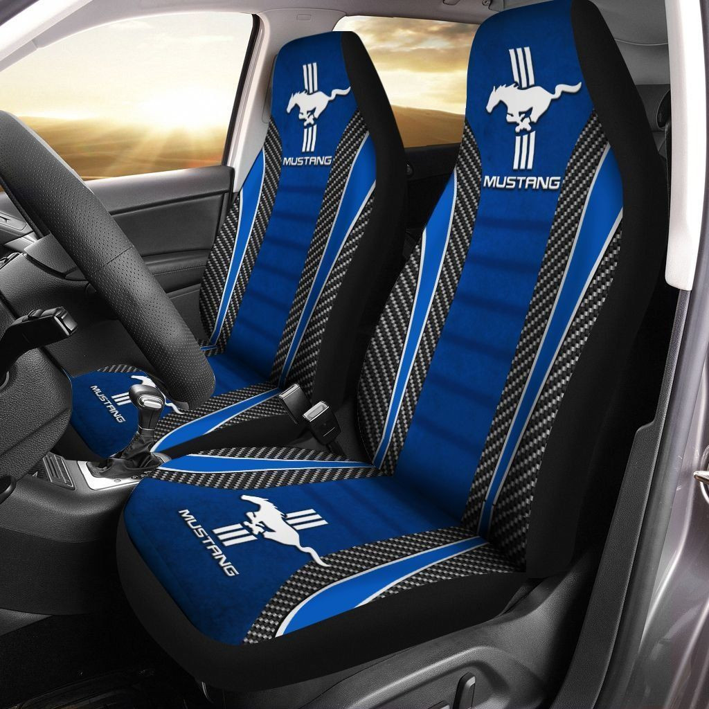 Mustang-  Car Seat Cover (Set of 2) Ver1 (Blue) 
