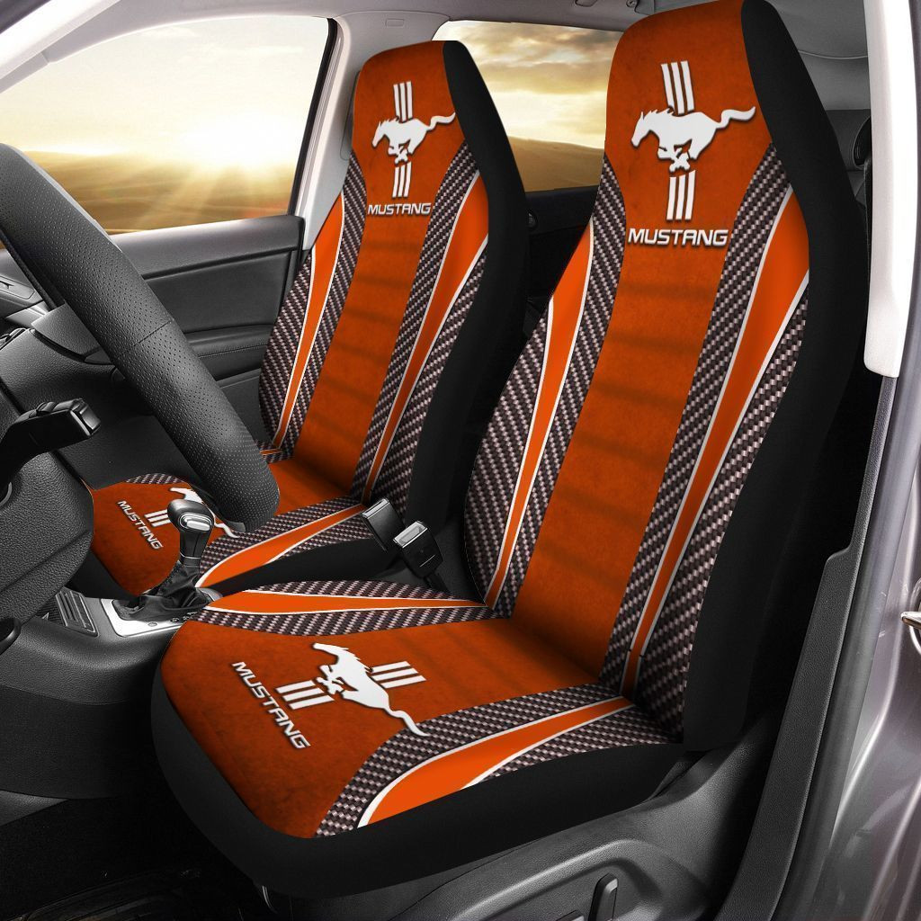 Mustang-  Car Seat Cover (Set of 2) Ver1 (Orange) - DC 