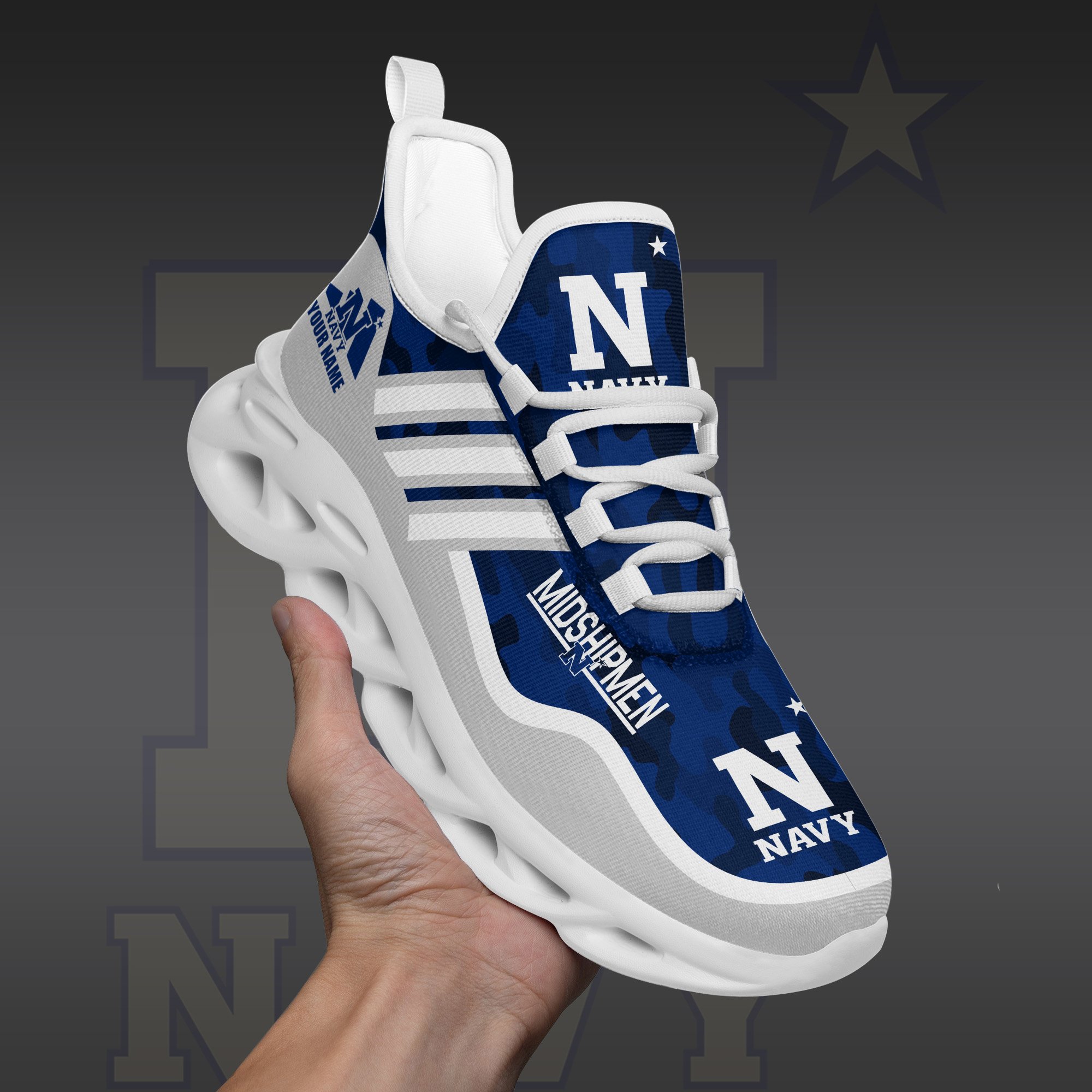 Navy Midshipmen Black Max Soul Shoes 2025 Versions Custom Name 466
