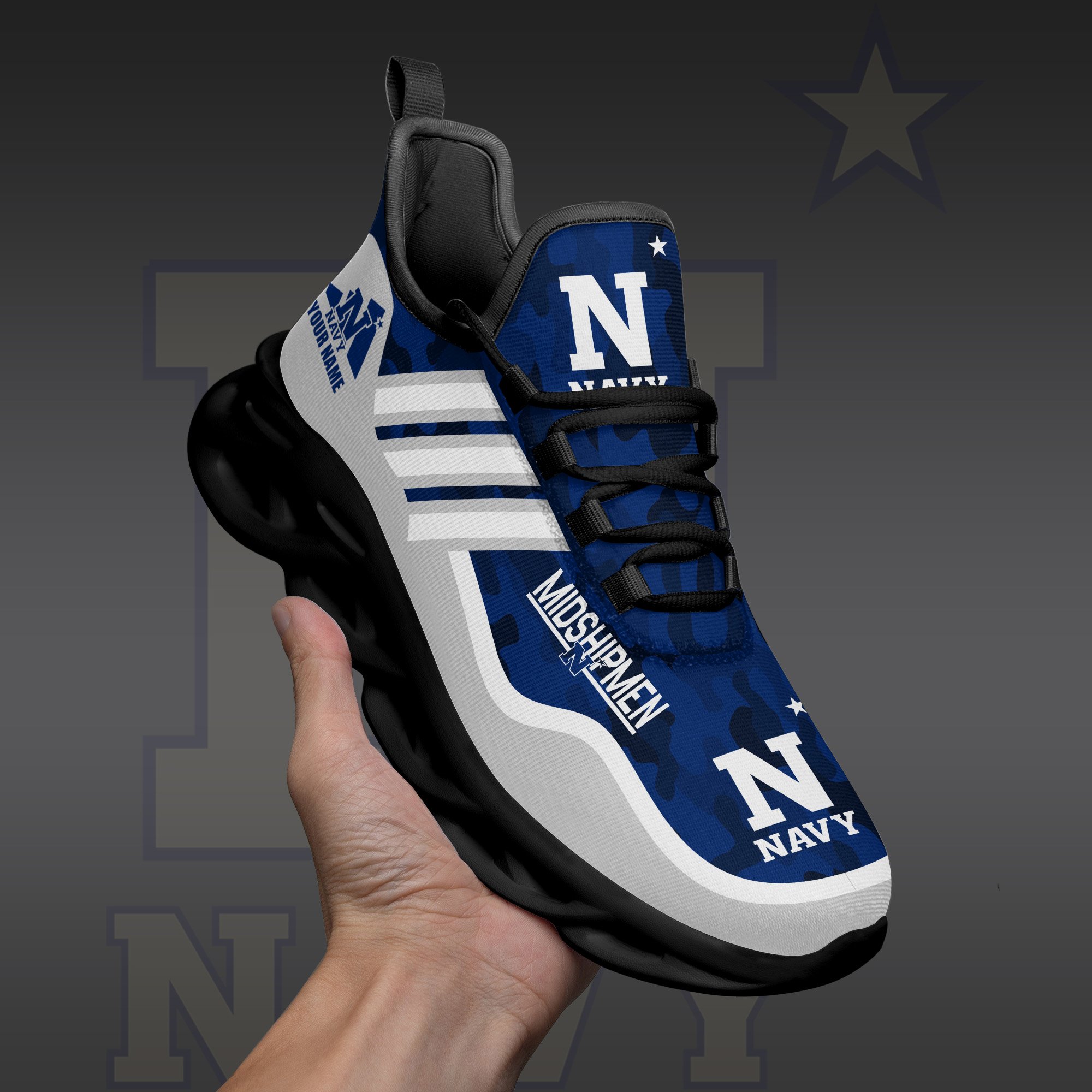 Navy Midshipmen Black Max Soul Shoes 2025 Versions Custom Name 466