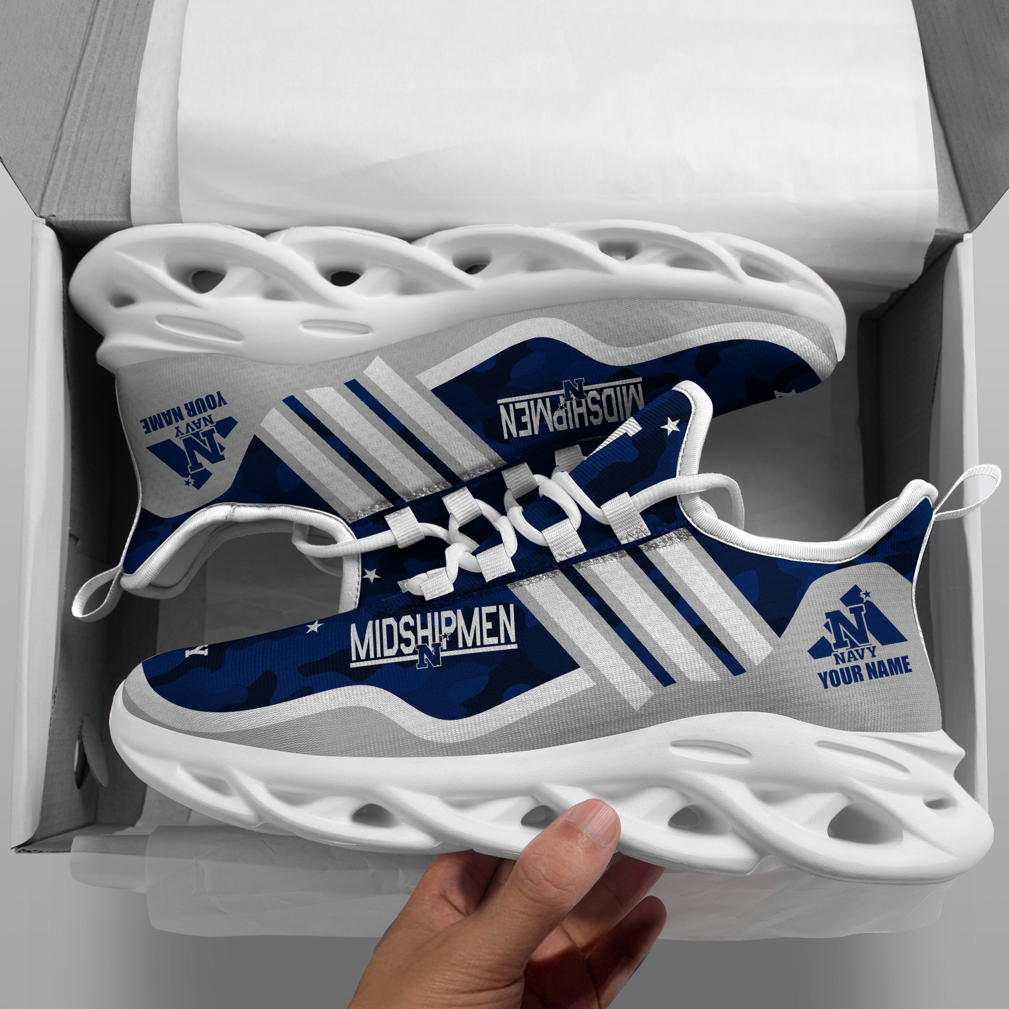 Navy Midshipmen Black Max Soul Shoes 2025 Versions Custom Name 466