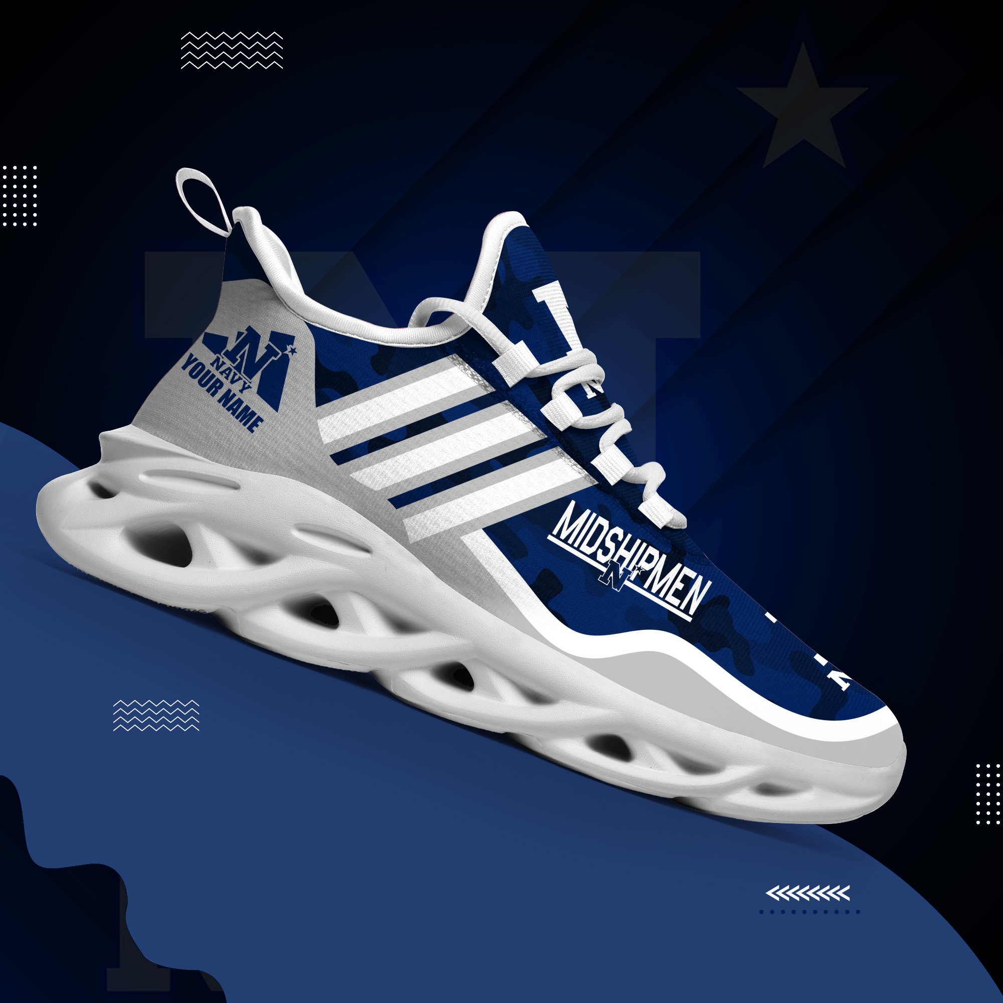 Navy Midshipmen Black Max Soul Shoes 2025 Versions Custom Name 466