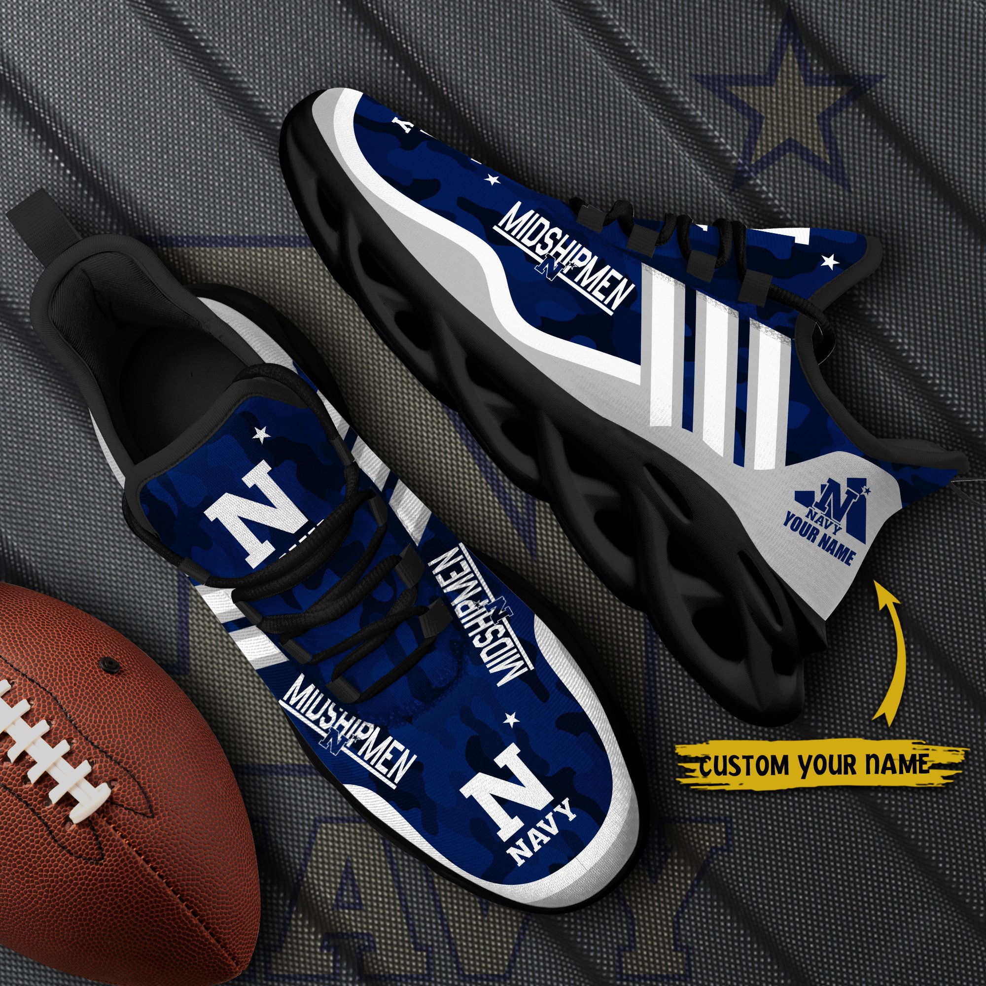 Navy Midshipmen Black Max Soul Shoes 2025 Versions Custom Name 466