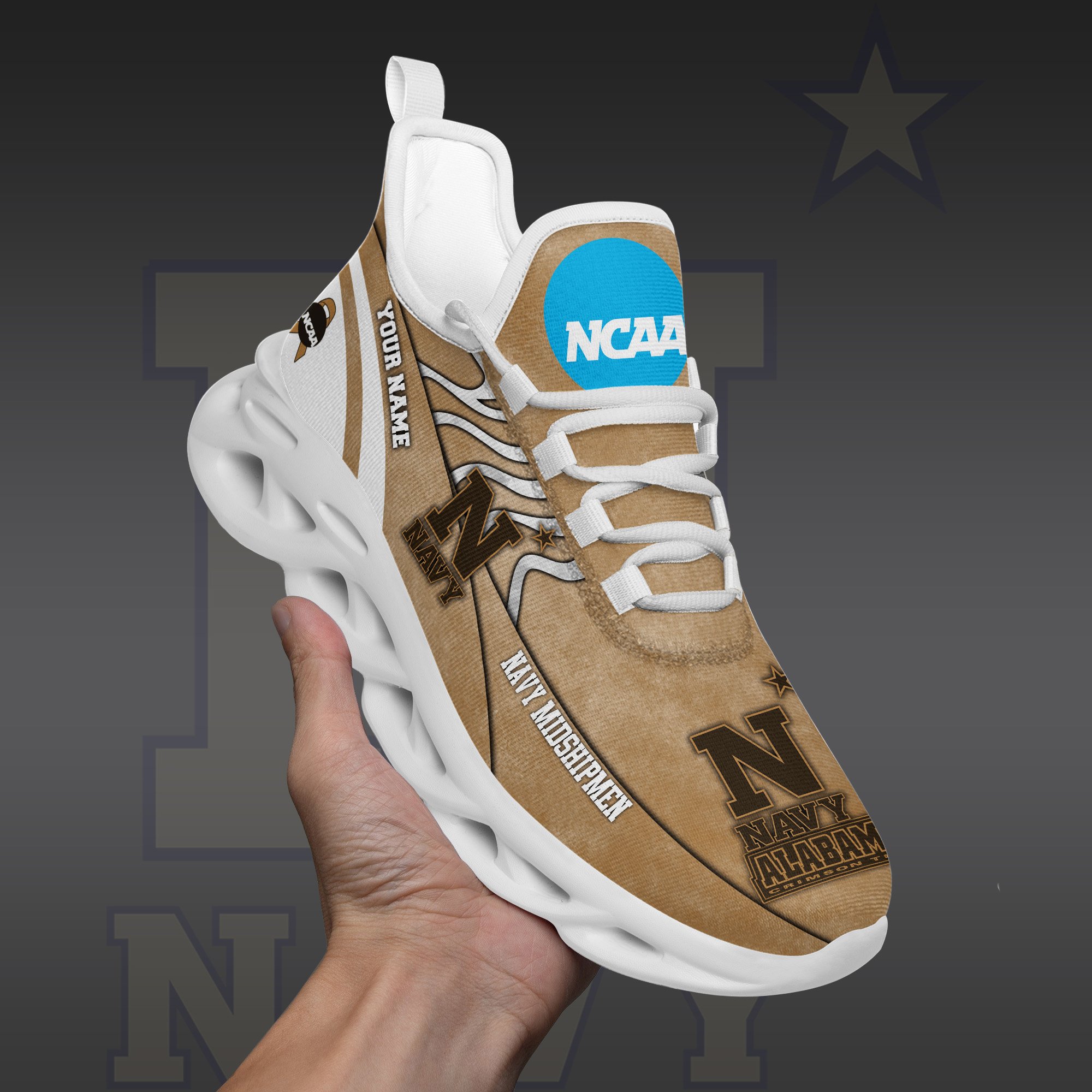Navy Midshipmen Black Max Soul Shoes 2025 Versions Custom Your Name And Number 312
