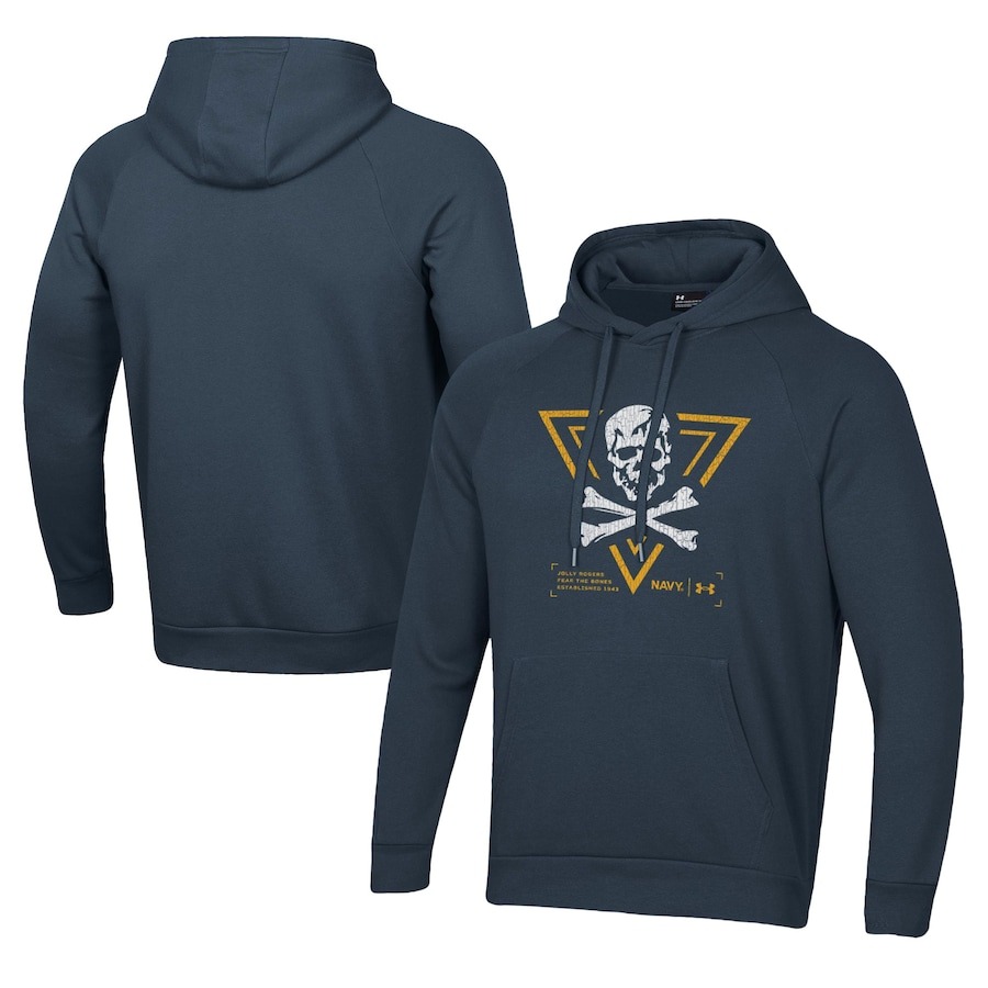 Navy Midshipmen Under Armour Rivalry Shield Raglan Fleece Pullover Hoodie – Navy 