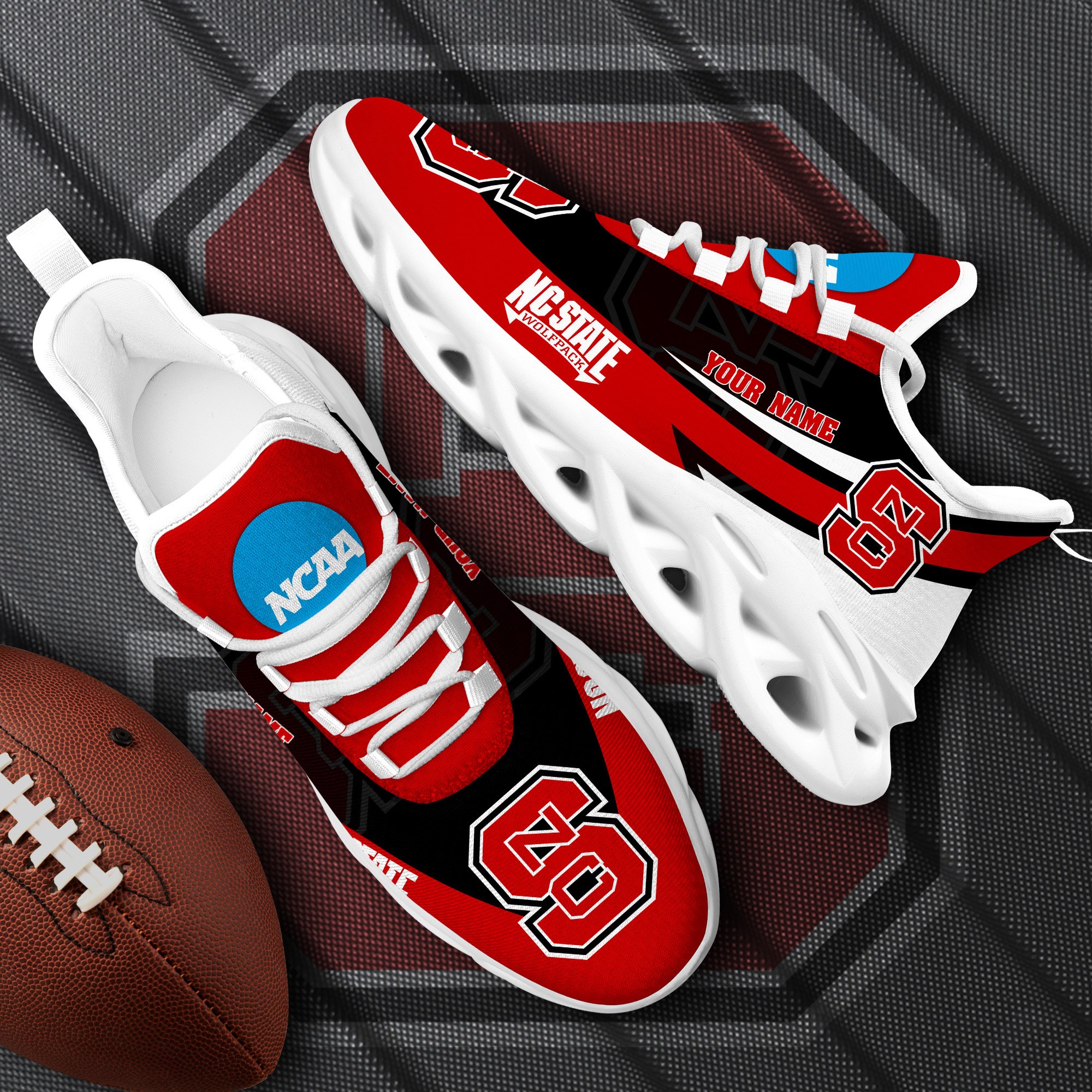 NC State Wolfpack White Max Soul Shoes 2025 Versions Custom Your Name, Sports Gift For Fan PH019