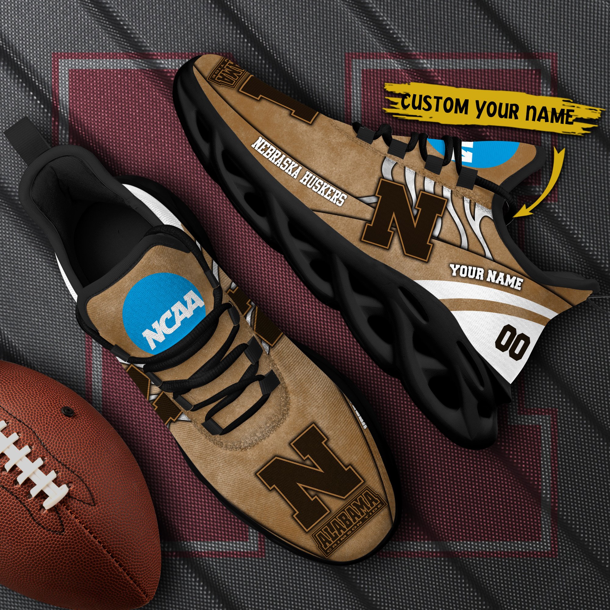 Nebraska Cornhuskers Black Max Soul Shoes 2025 Versions Custom Your Name And Number 312