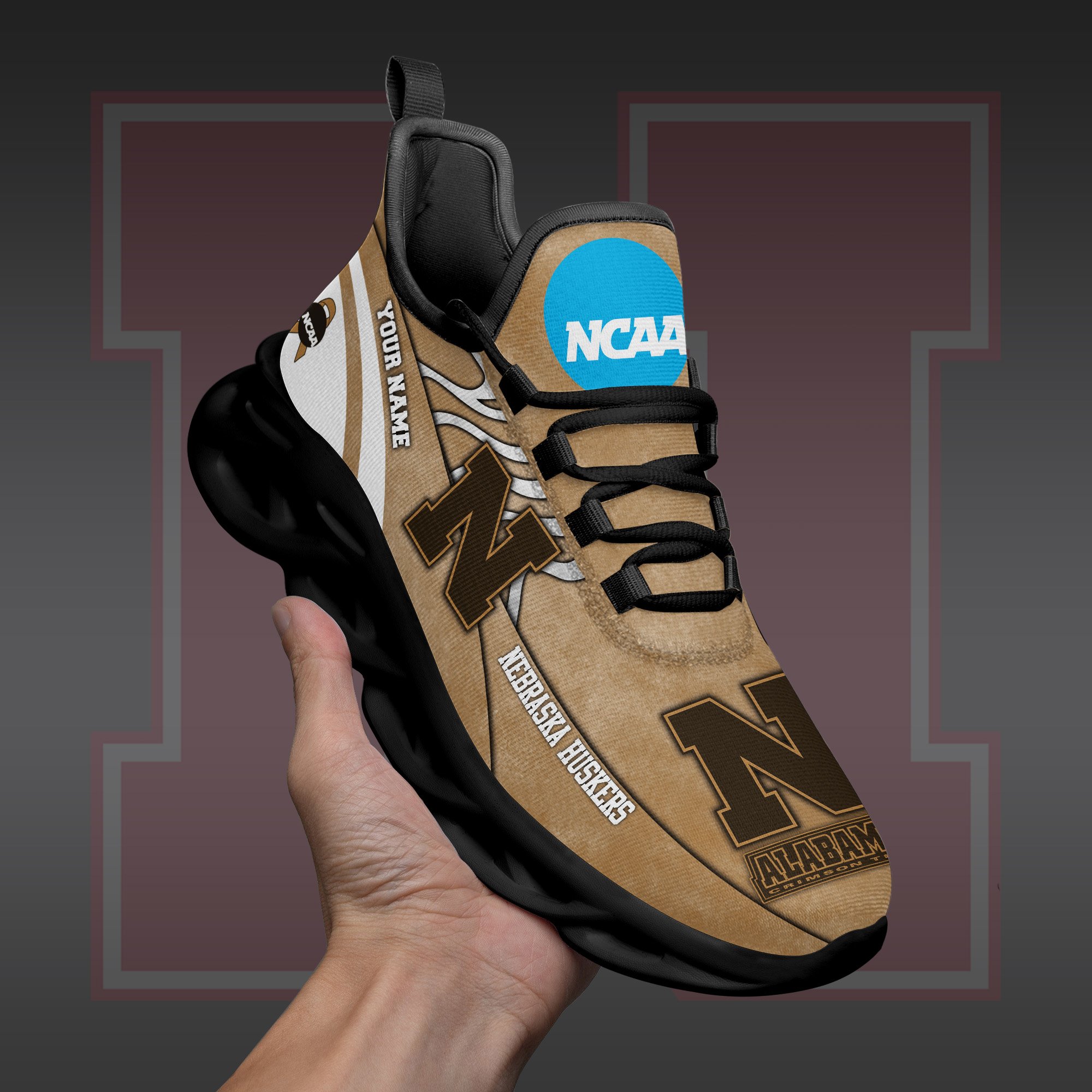 Nebraska Cornhuskers Black Max Soul Shoes 2025 Versions Custom Your Name And Number 312
