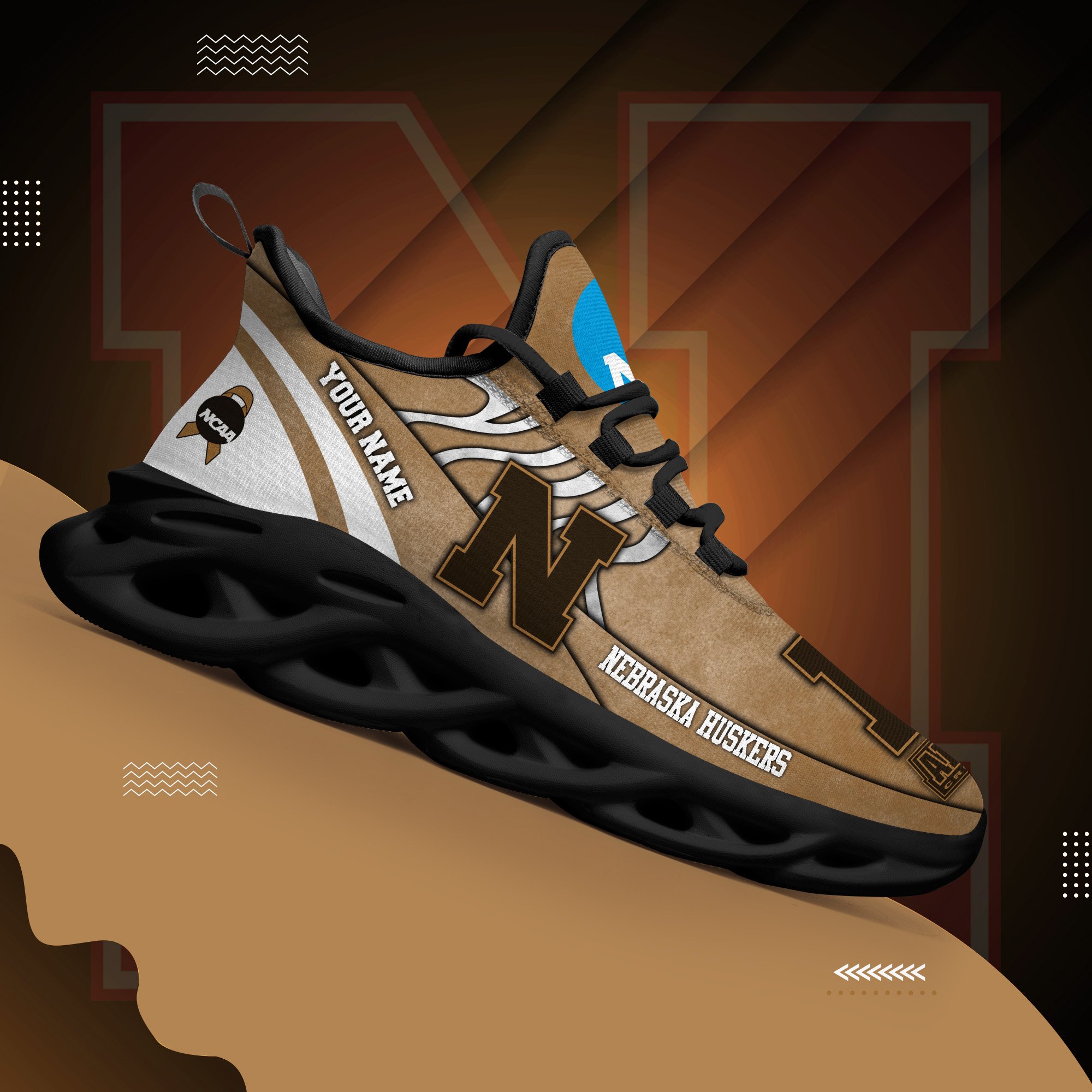 Nebraska Cornhuskers Black Max Soul Shoes 2025 Versions Custom Your Name And Number 312