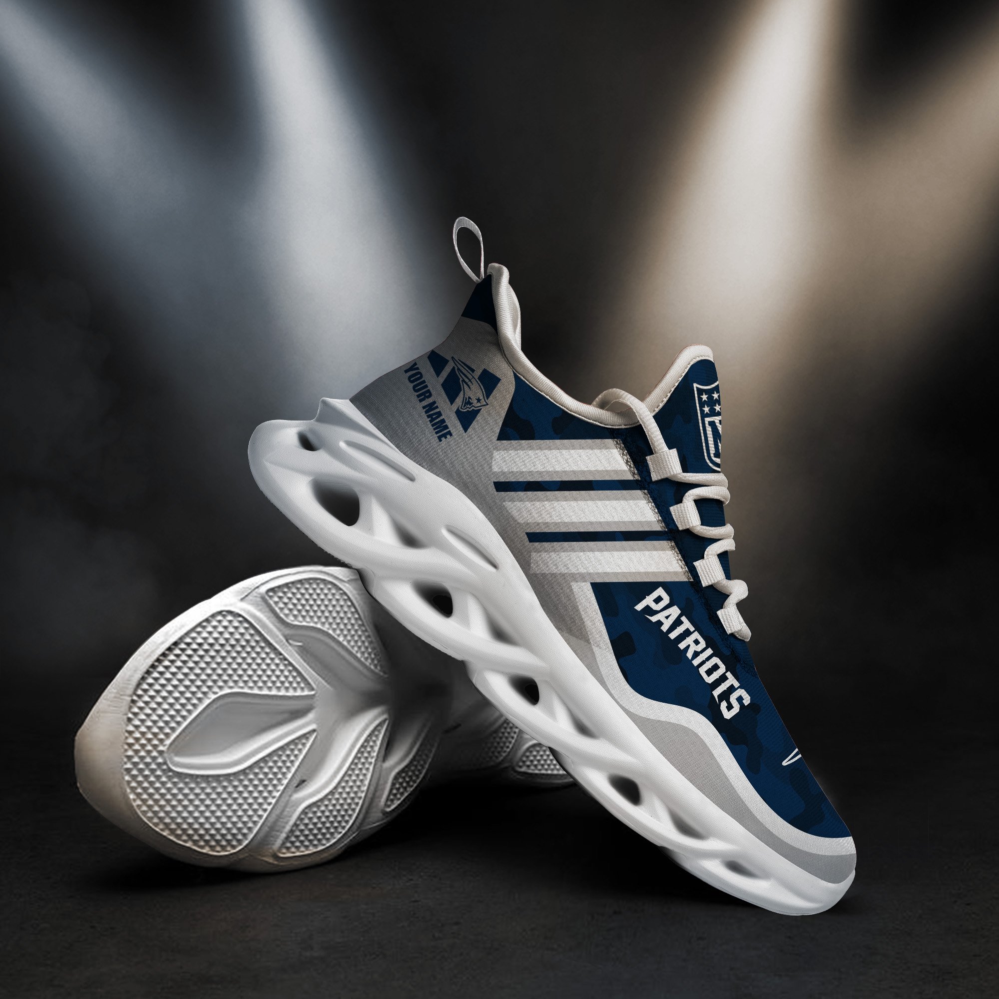 New England Patriots Black Max Soul Shoes 2025 Versions Custom Name 430