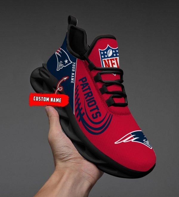 New England Patriots Black Max Soul Shoes 2025 Versions Custom Name 630