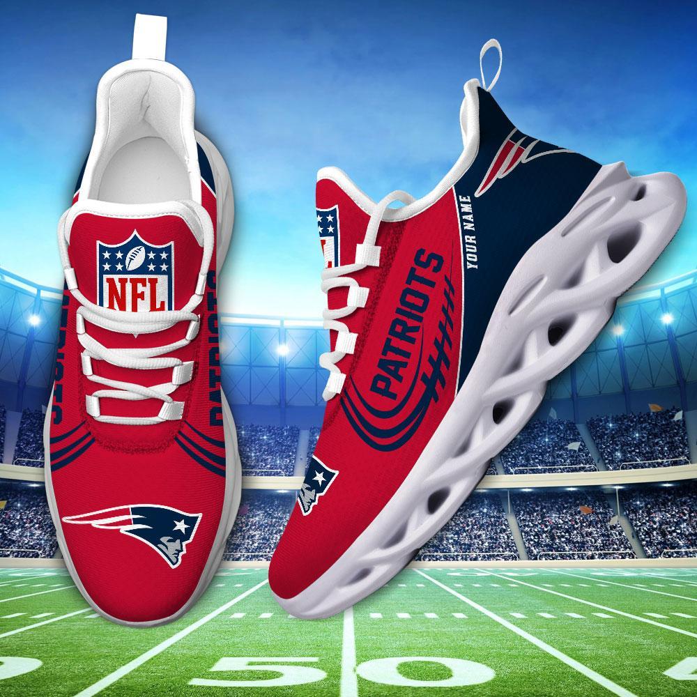 New England Patriots Black Max Soul Shoes 2025 Versions Custom Name 630