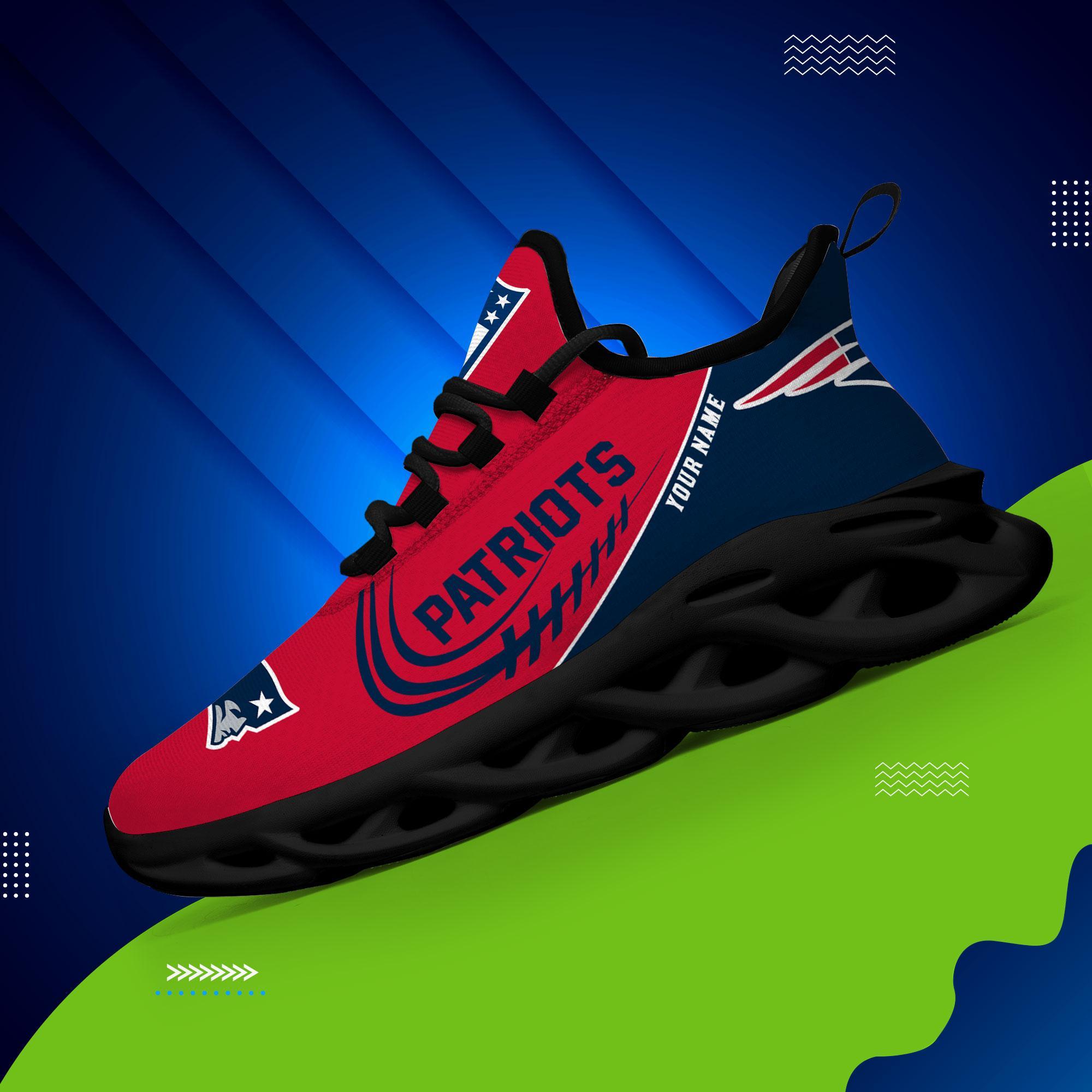 New England Patriots Black Max Soul Shoes 2025 Versions Custom Name 630