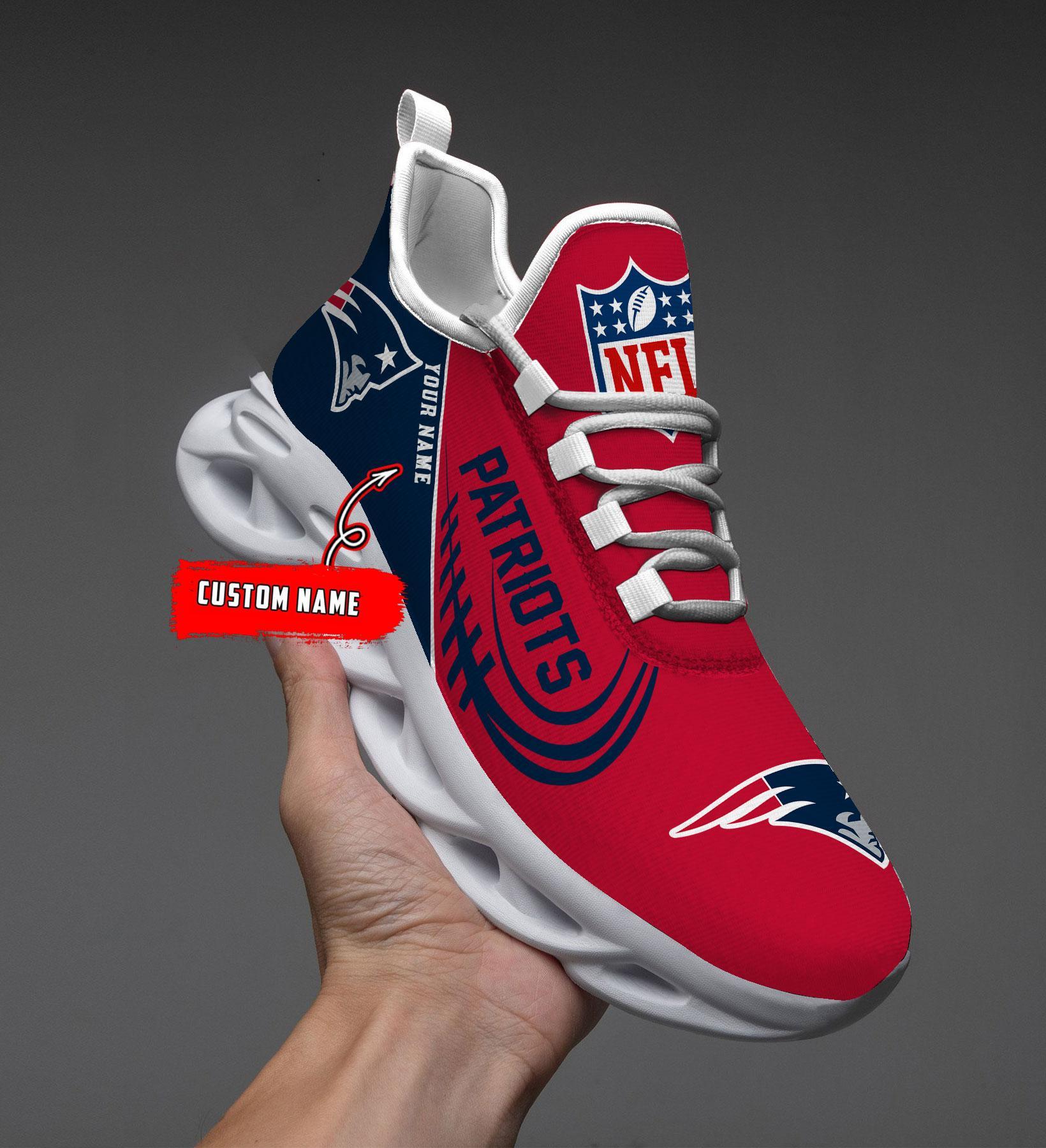 New England Patriots Black Max Soul Shoes 2025 Versions Custom Name 630