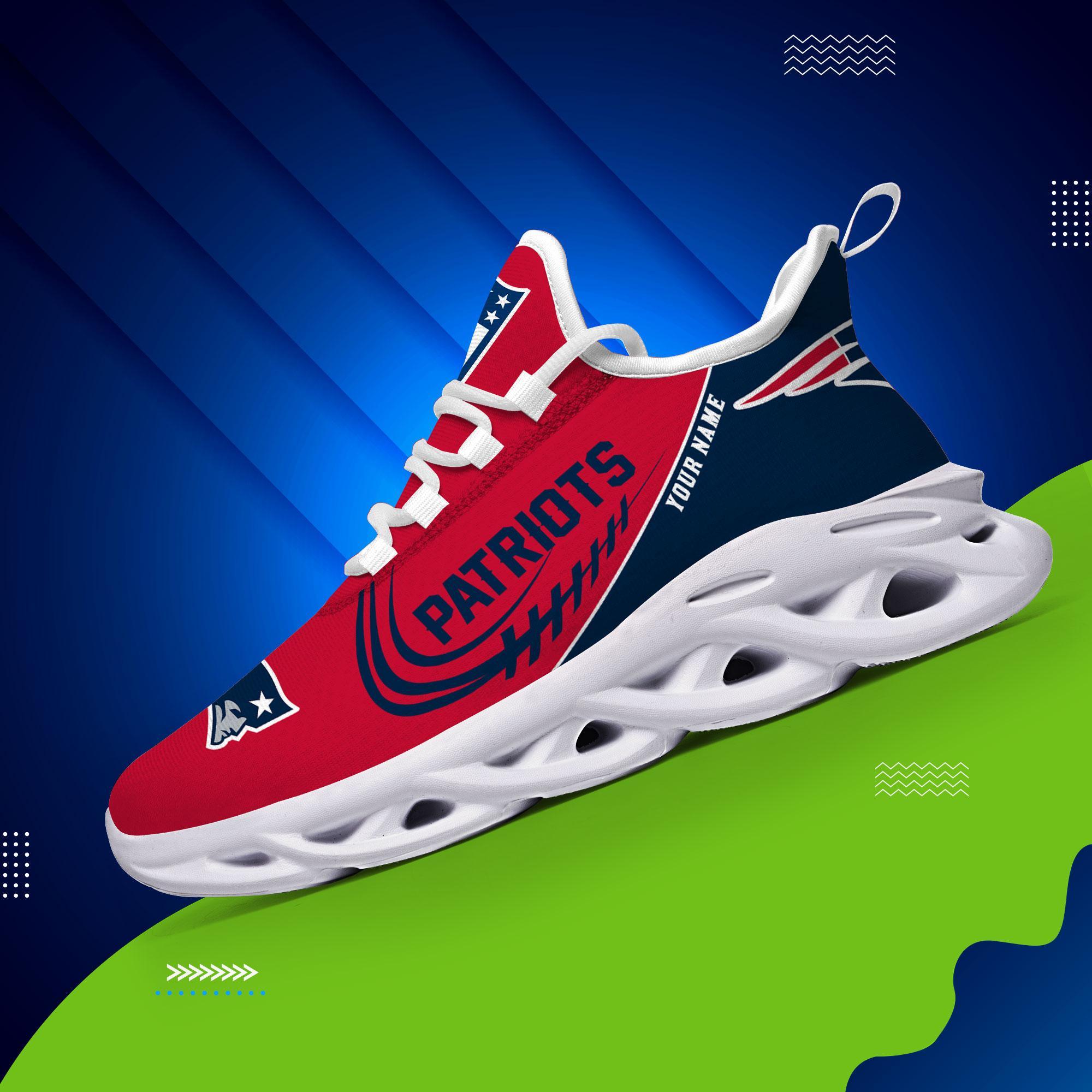 New England Patriots Black Max Soul Shoes 2025 Versions Custom Name 630