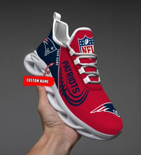 New England Patriots Black Max Soul Shoes 2025 Versions Custom Name 630