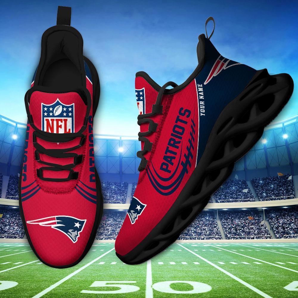 New England Patriots Black Max Soul Shoes 2025 Versions Custom Name 630