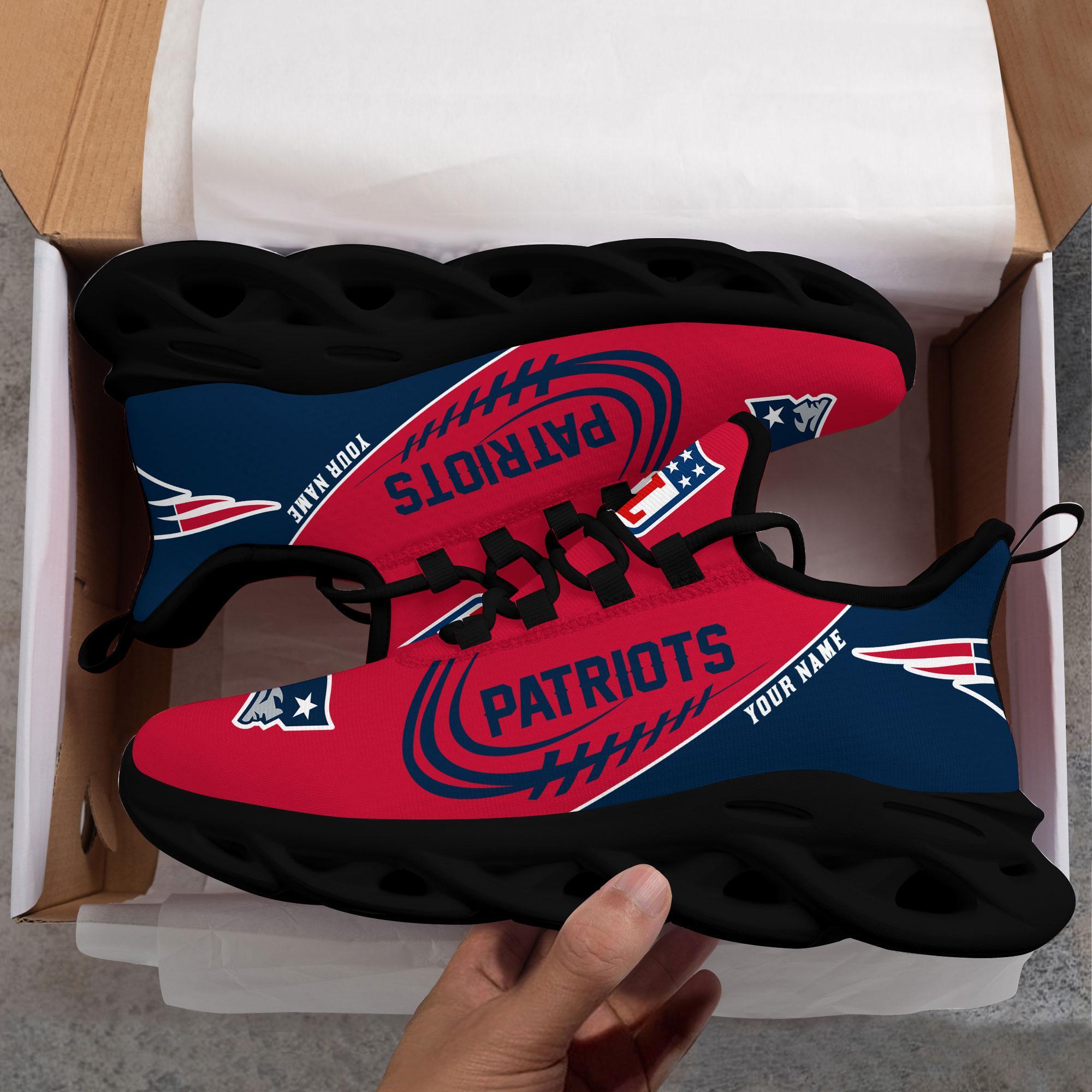 New England Patriots Black Max Soul Shoes 2025 Versions Custom Name 630