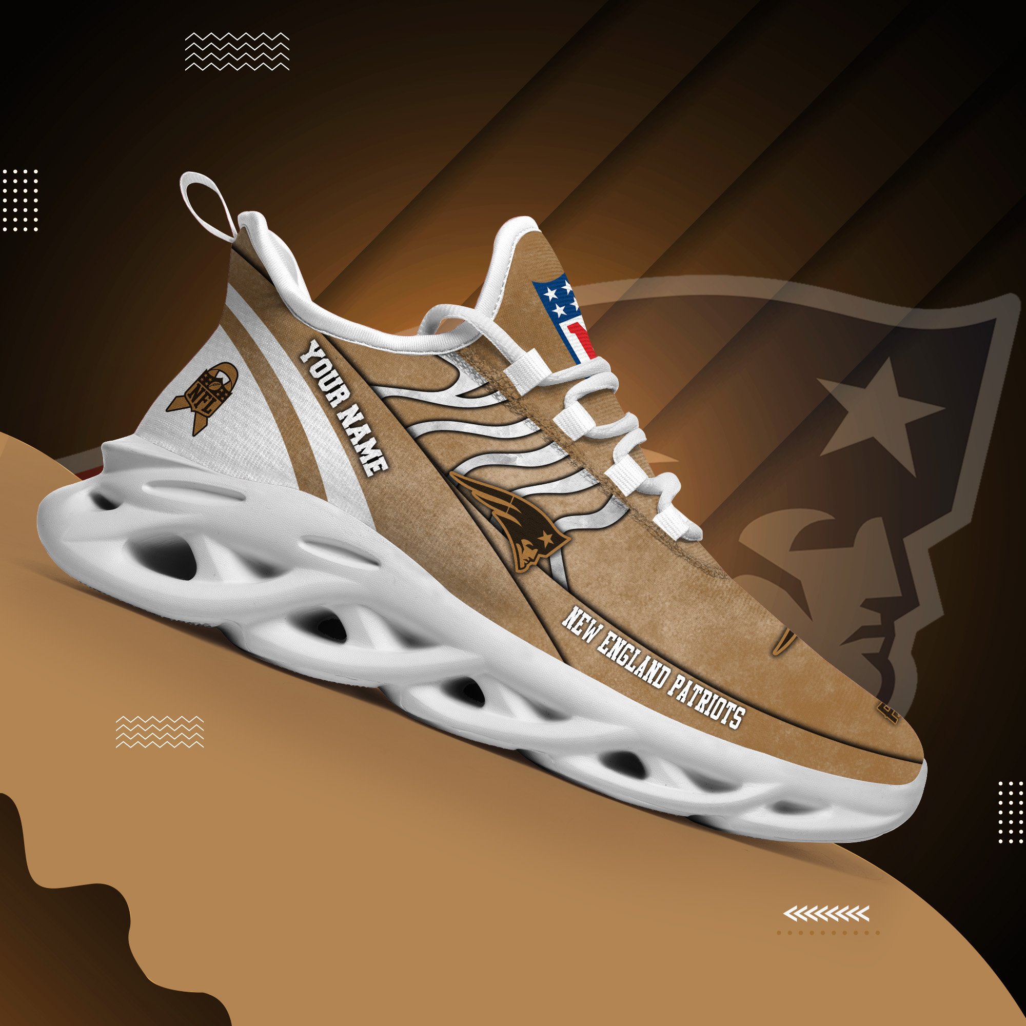 New England Patriots Black Max Soul Shoes 2025 Versions Custom Your Name And Number 264