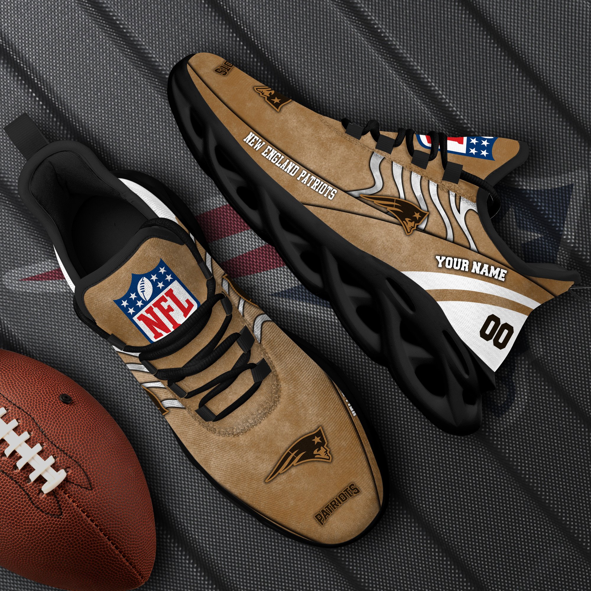 New England Patriots Black Max Soul Shoes 2025 Versions Custom Your Name And Number 264