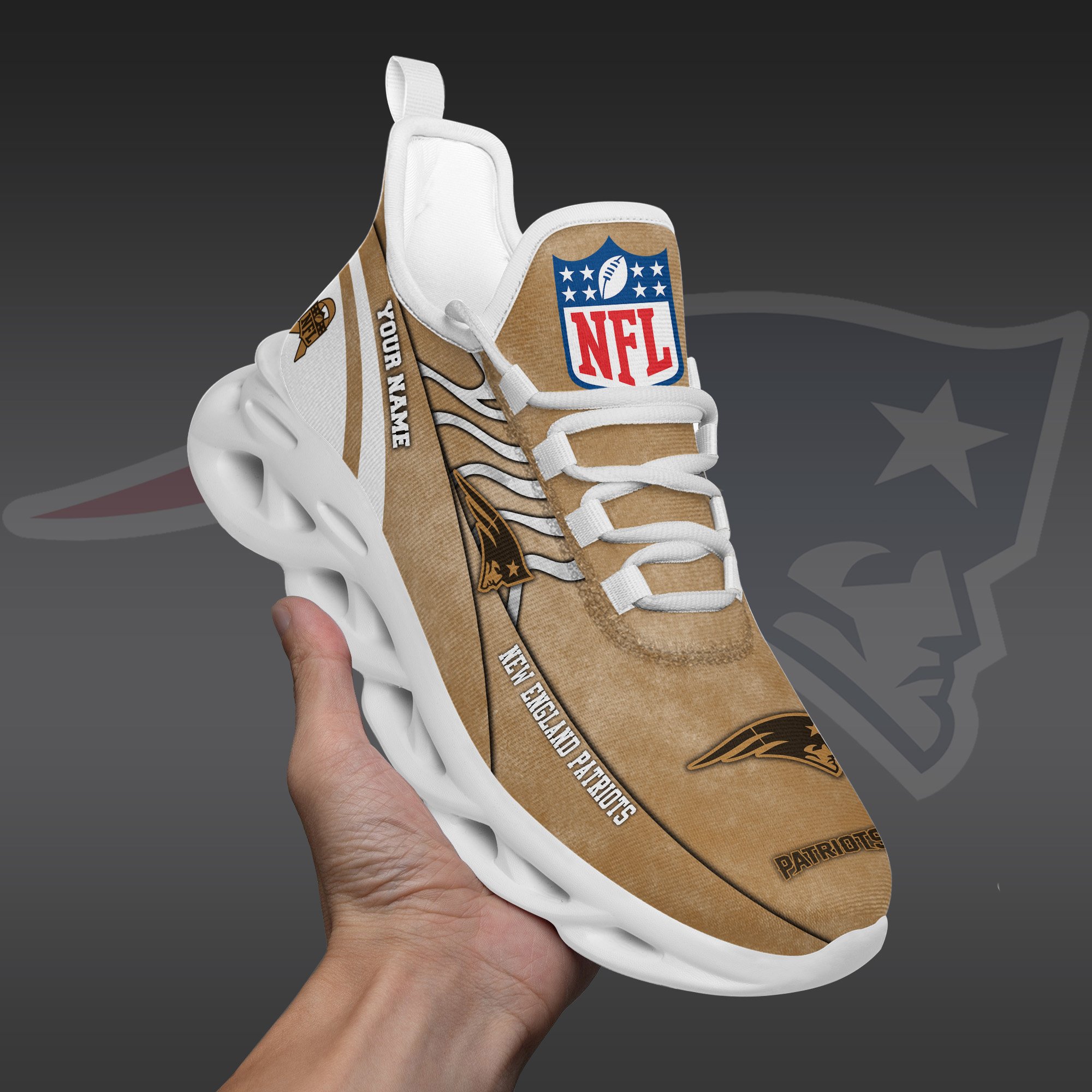 New England Patriots Black Max Soul Shoes 2025 Versions Custom Your Name And Number 264