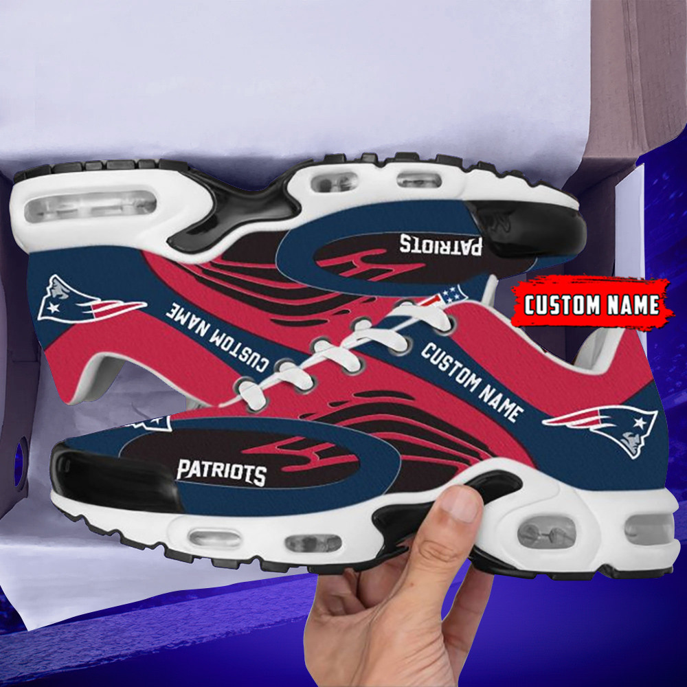 New England Patriots Custom Name Red/Navy Air Max Shoes Air Cushion Sneakers