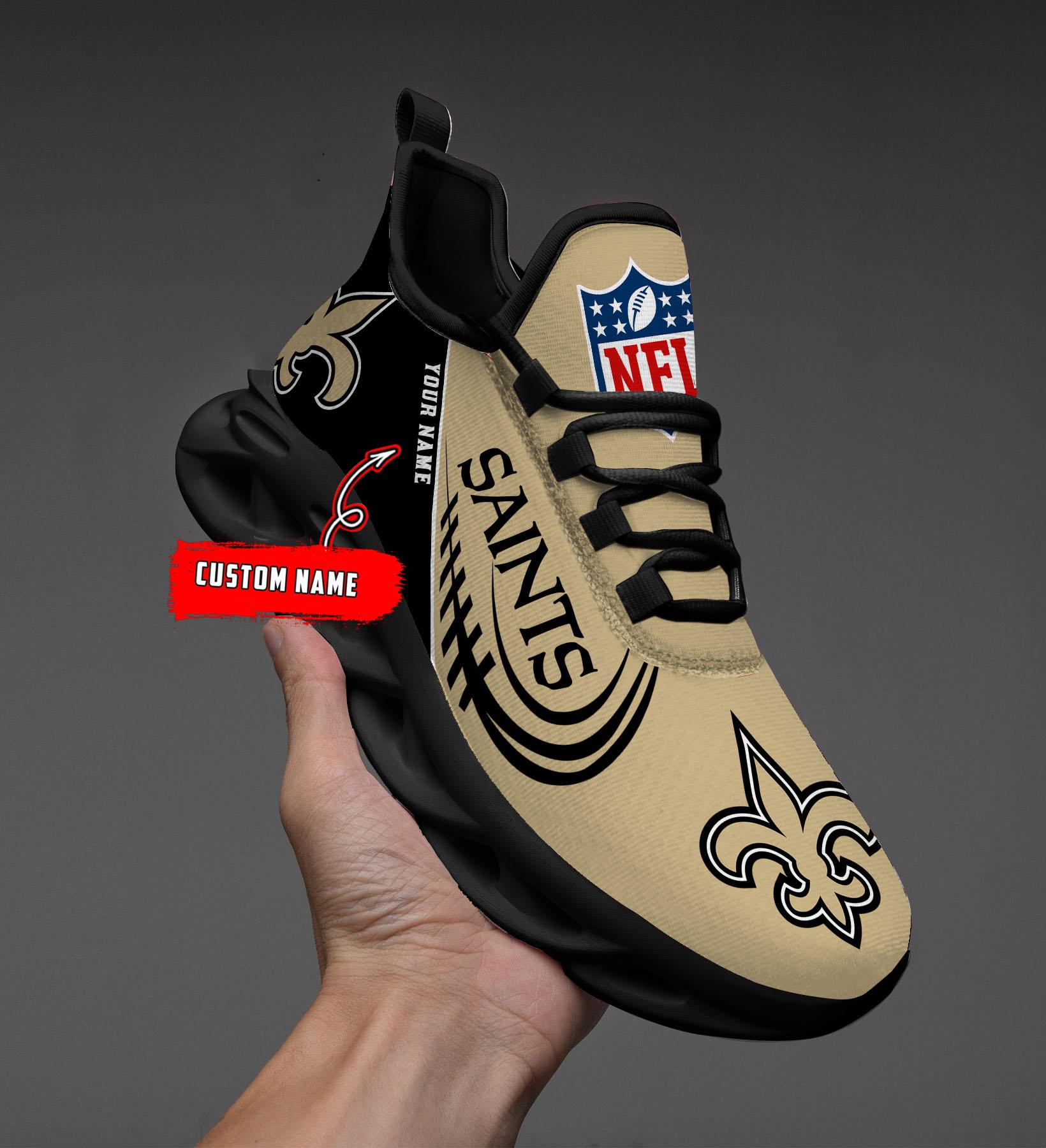 New Orleans Saints Black Max Soul Shoes 2025 Versions Custom Name 630