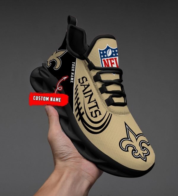 New Orleans Saints Black Max Soul Shoes 2025 Versions Custom Name 630