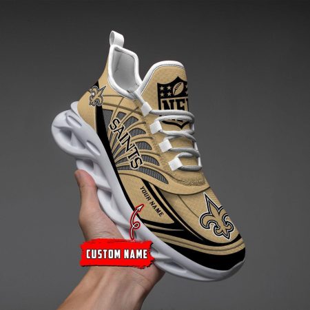 New Orleans Saints Black Max Soul Shoes 2025 Versions Custom Name 637