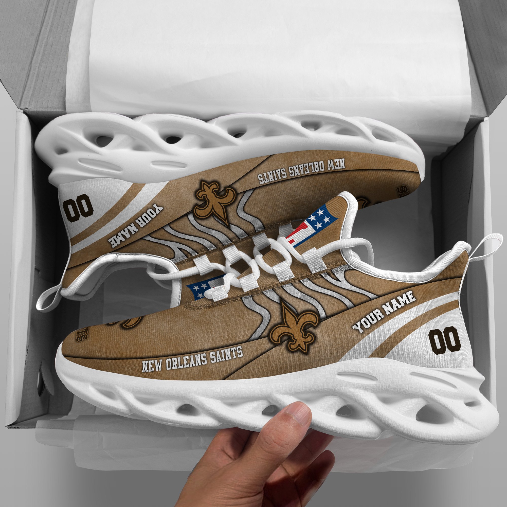 New Orleans Saints Black Max Soul Shoes 2025 Versions Custom Your Name And Number 264