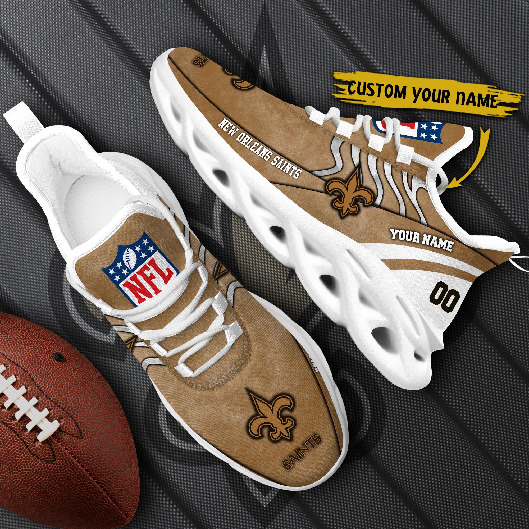 New Orleans Saints Black Max Soul Shoes 2025 Versions Custom Your Name And Number 264