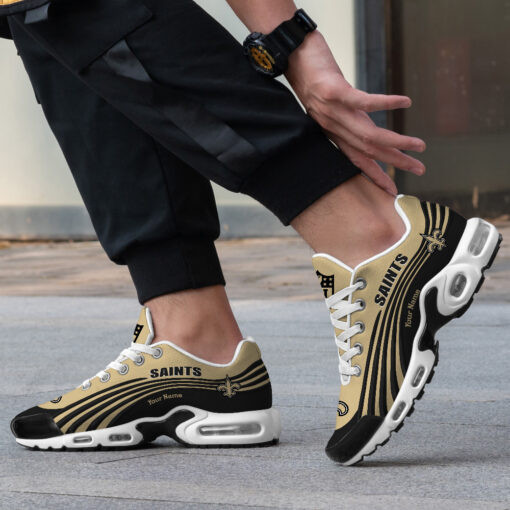 New Orleans Saints Personalized Name Team Colors Wave Lines TN Air Max Shoes Air Cushion Sneakers