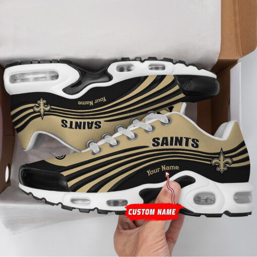 New Orleans Saints Personalized Name Team Colors Wave Lines TN Air Max Shoes Air Cushion Sneakers