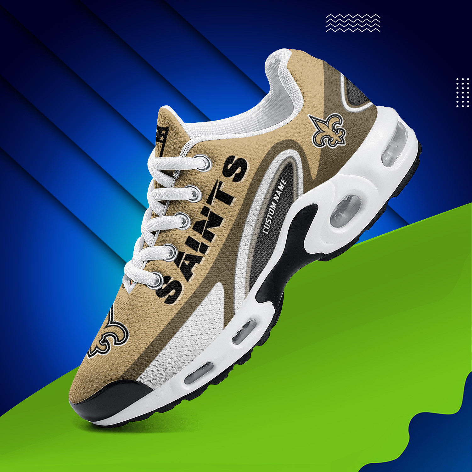 New Orleans Saints Personalized Name Team Logo Mix Colors Oval Line TN Shoes Air Cushion Sneakers