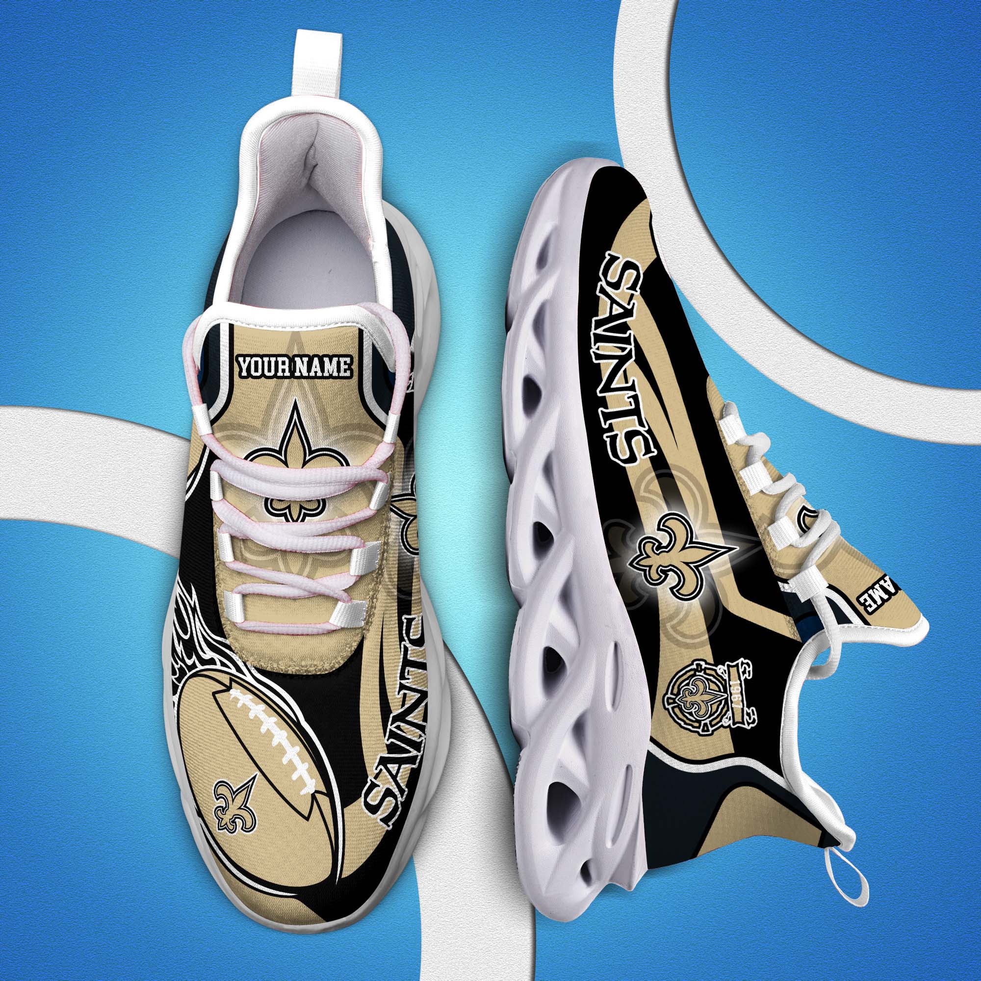 New Orleans Saints White C Sneakers 2025 Version Personalized Your Name 090
