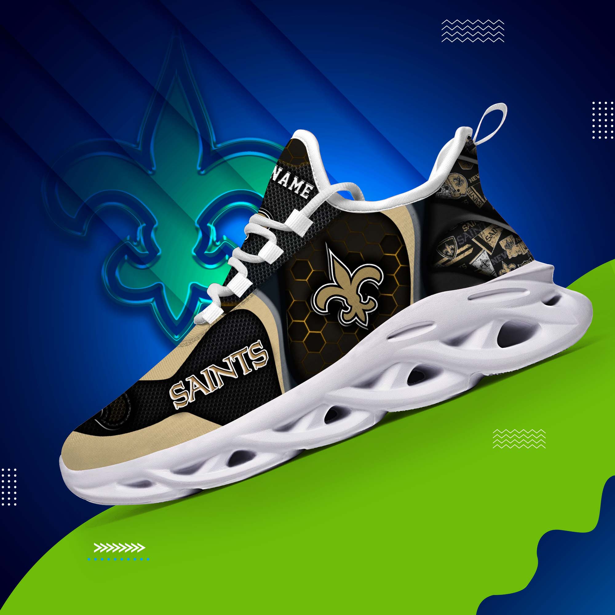 New Orleans Saints White C Sneakers 2025 Version Personalized Your Name 432