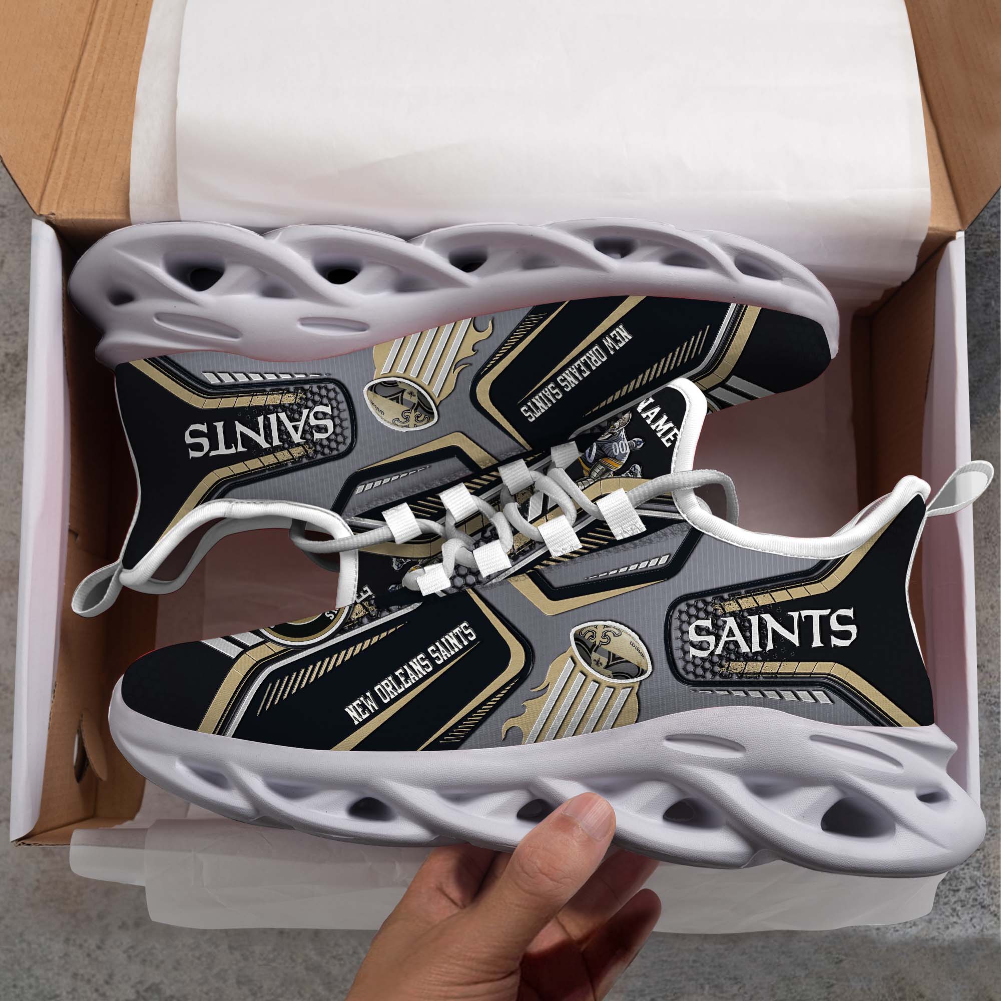 New Orleans Saints White C Sneakers 2025 Version Personalized Your Name, Sport Sneakers , Sport Gifts PH605
