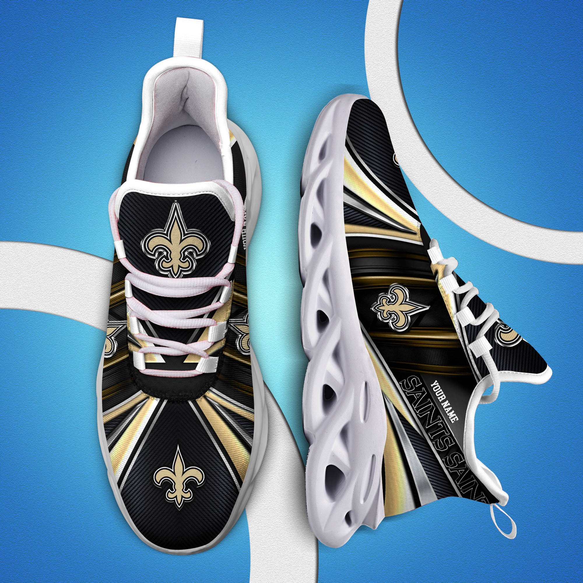 New Orleans Saints White C Sneakers 2025 Version Personalized Your Name, Sport Team Sneakers, Sport Gifts PH892