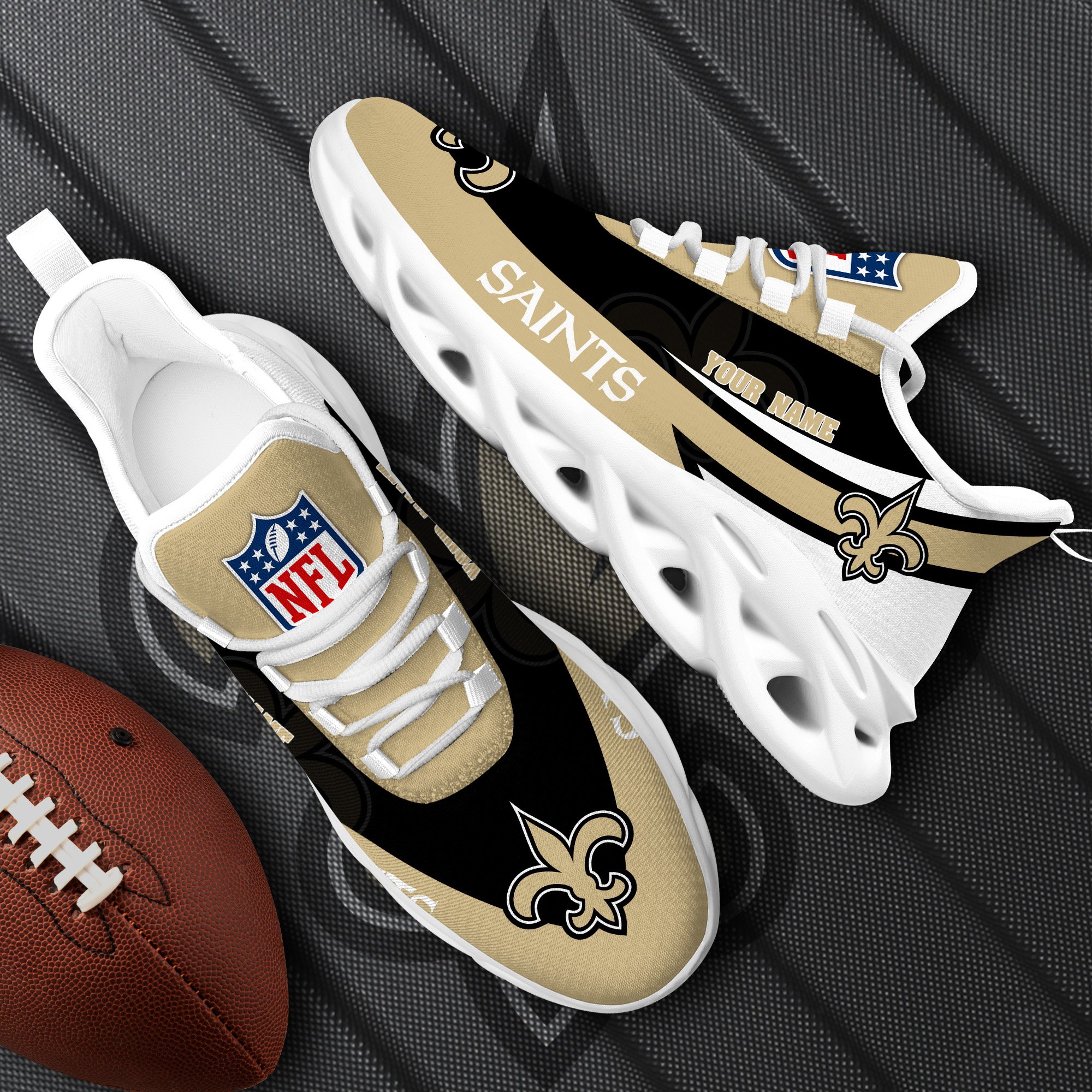 New Orleans Saints White Max Soul Shoes 2025 Versions Custom Your Name, Sports Gift For Fan, Sport Gifts PH410