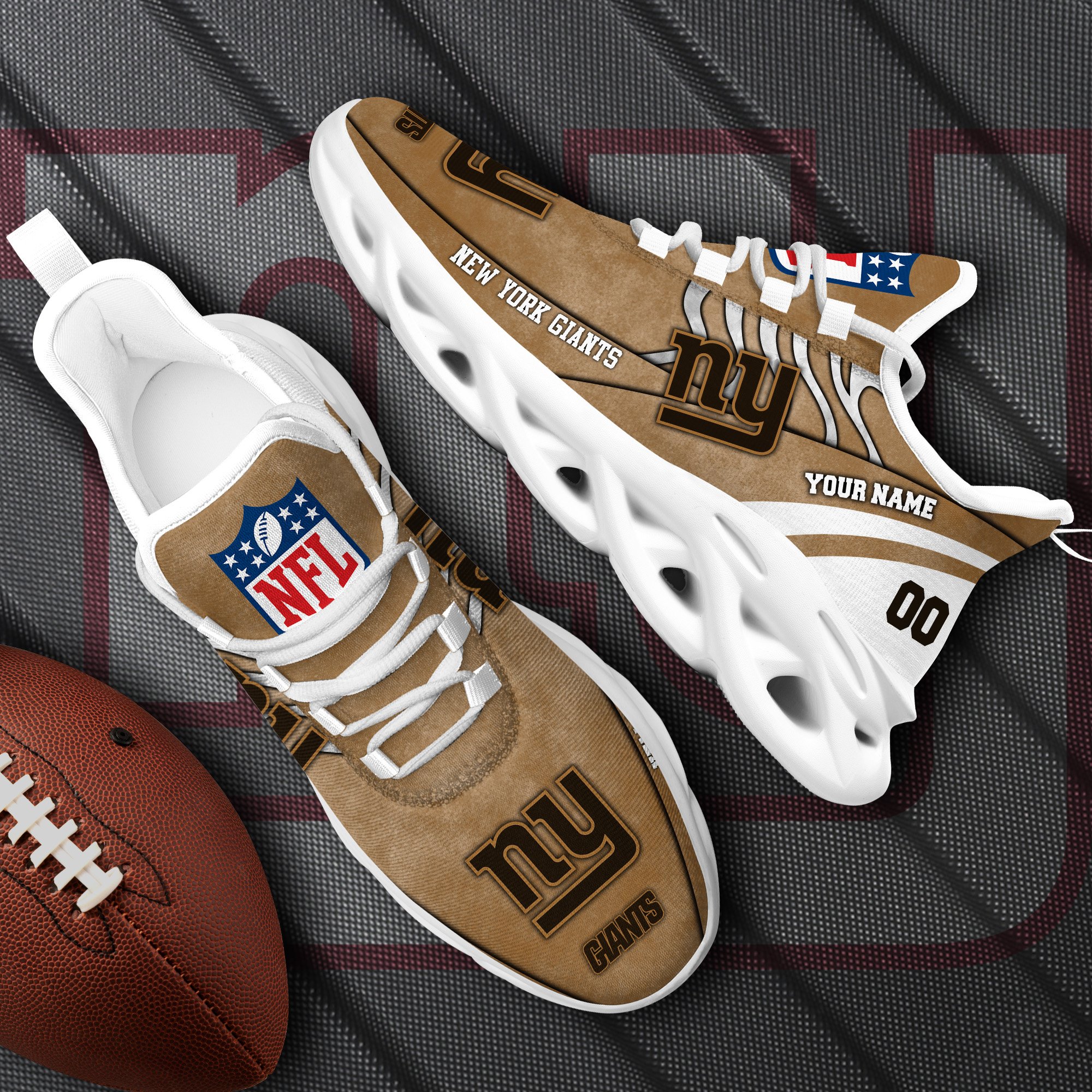 New York Giants Black Max Soul Shoes 2025 Versions Custom Your Name And Number 264