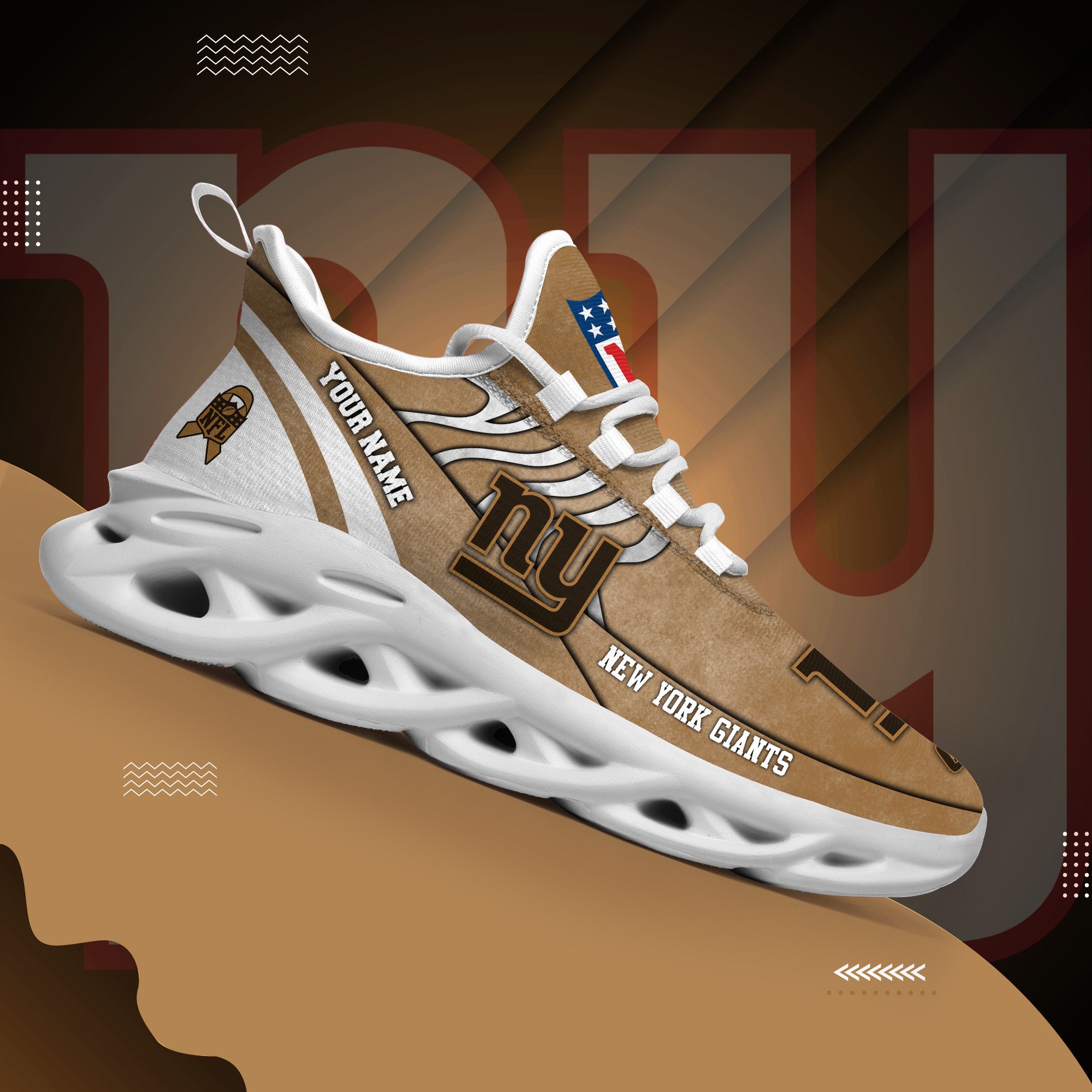 New York Giants Black Max Soul Shoes 2025 Versions Custom Your Name And Number 264
