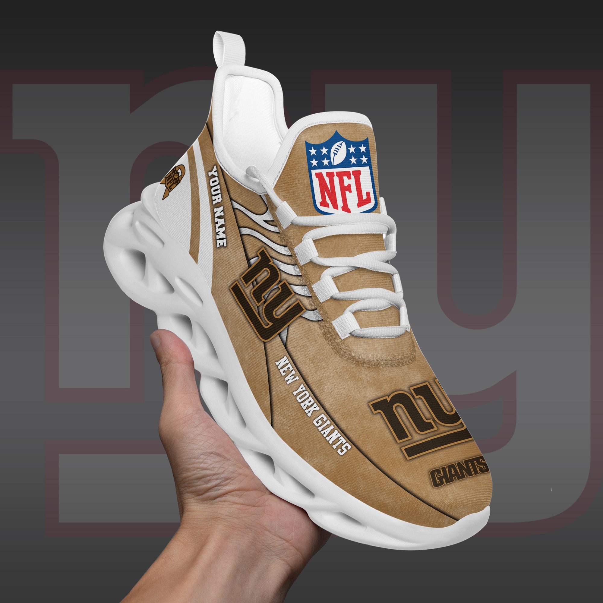 New York Giants Black Max Soul Shoes 2025 Versions Custom Your Name And Number 264