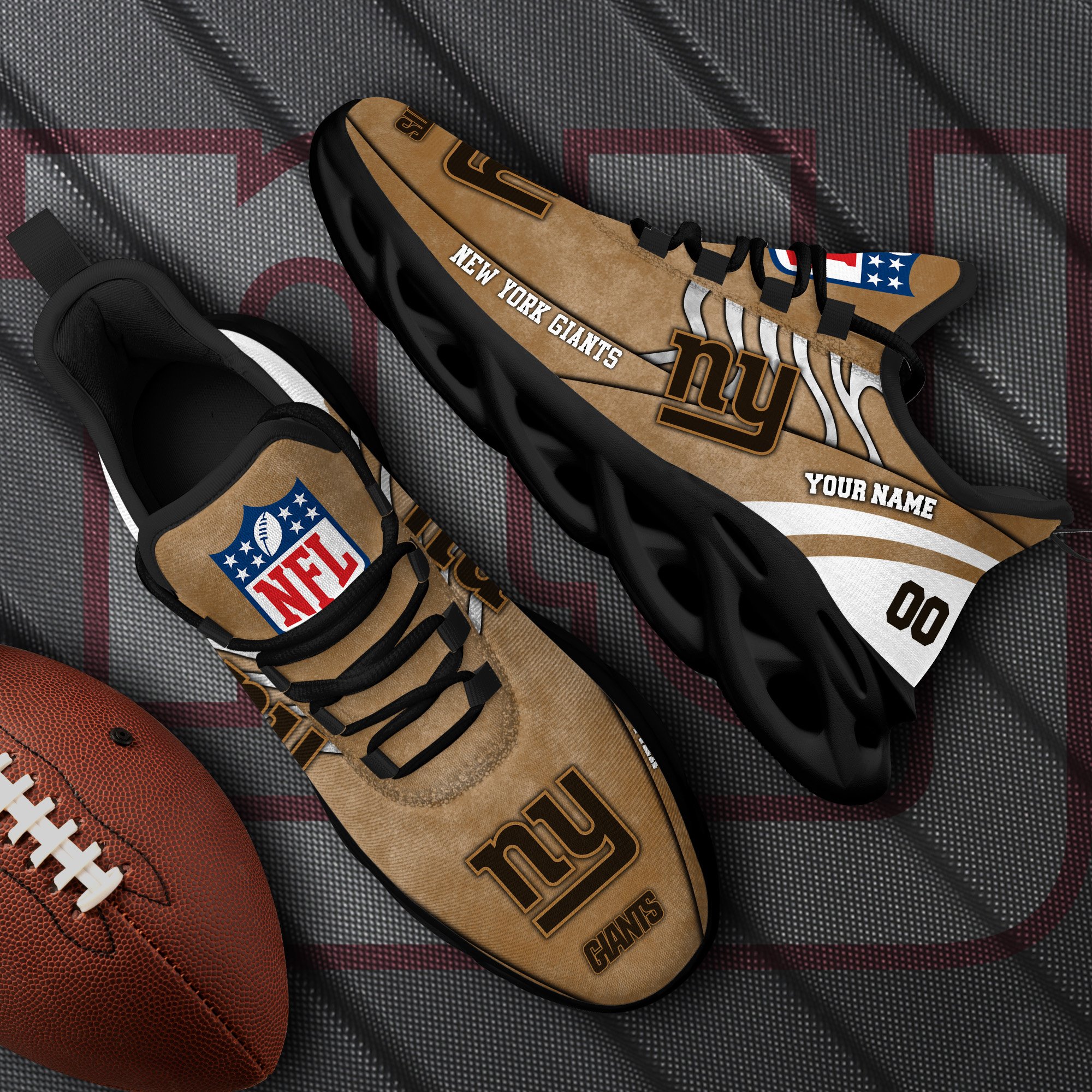 New York Giants Black Max Soul Shoes 2025 Versions Custom Your Name And Number 264