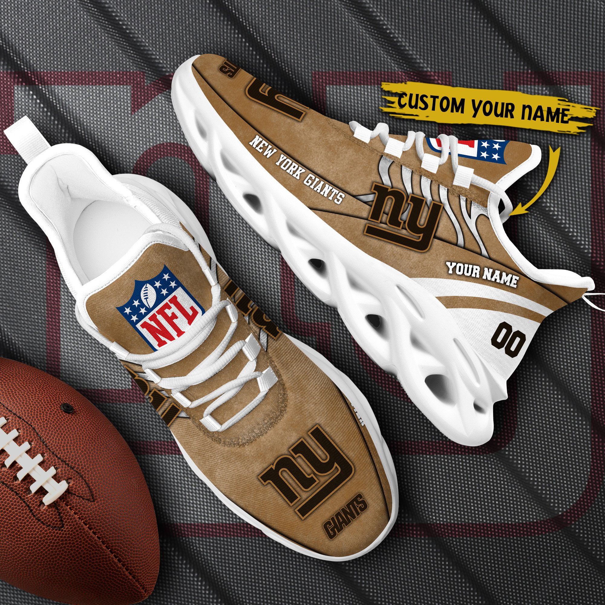 New York Giants Black Max Soul Shoes 2025 Versions Custom Your Name And Number 264