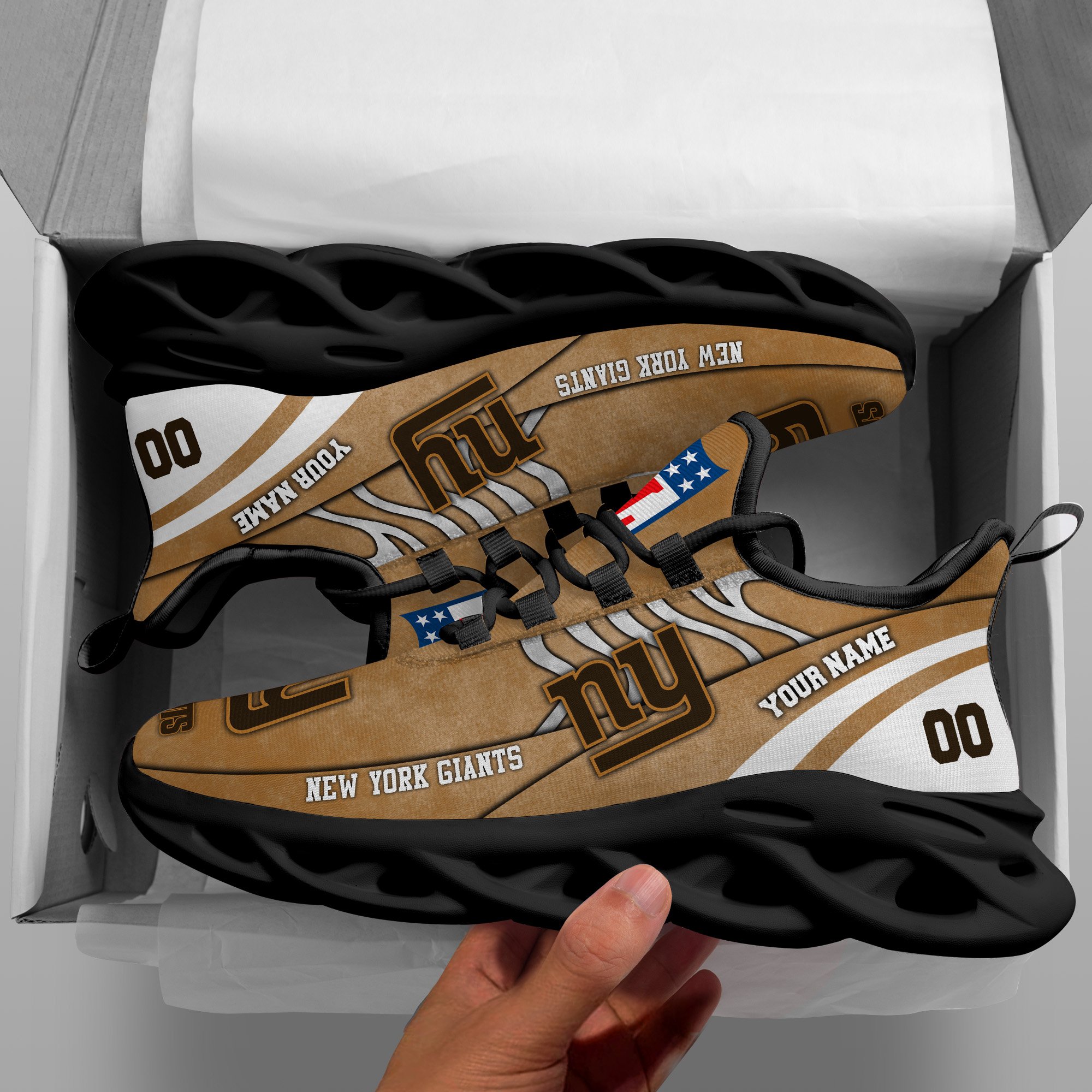 New York Giants Black Max Soul Shoes 2025 Versions Custom Your Name And Number 264