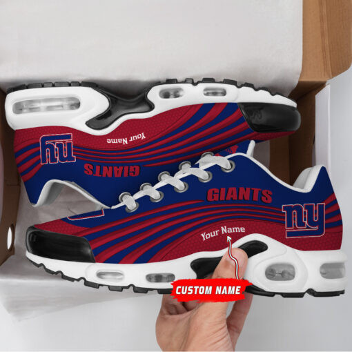 New York Giants Personalized Name Team Colors Wave Lines TN Air Max Shoes Air Cushion Sneakers