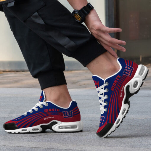 New York Giants Personalized Name Team Colors Wave Lines TN Air Max Shoes Air Cushion Sneakers