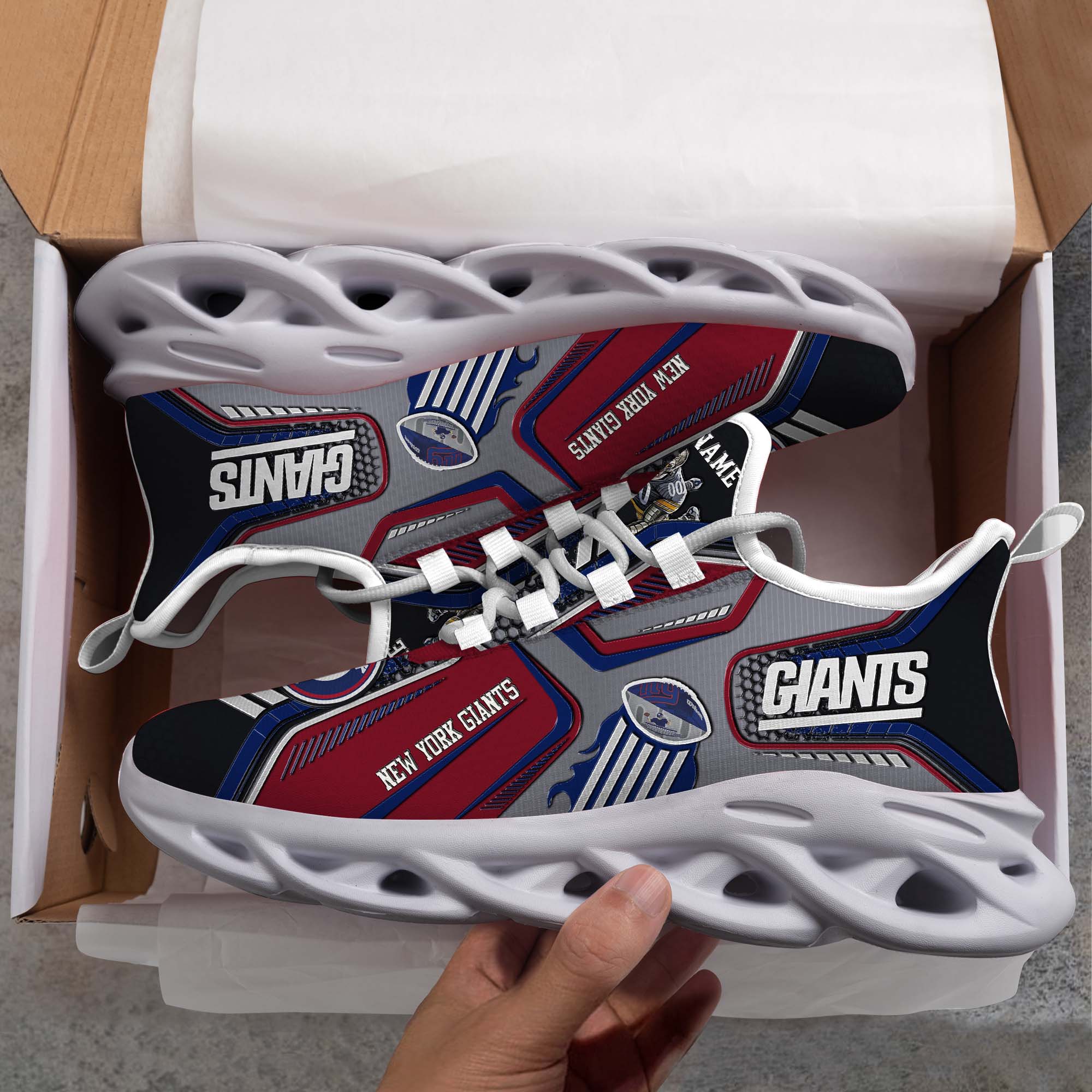 New York Giants White C Sneakers 2025 Version Personalized Your Name, Sport Sneakers , Sport Gifts PH605