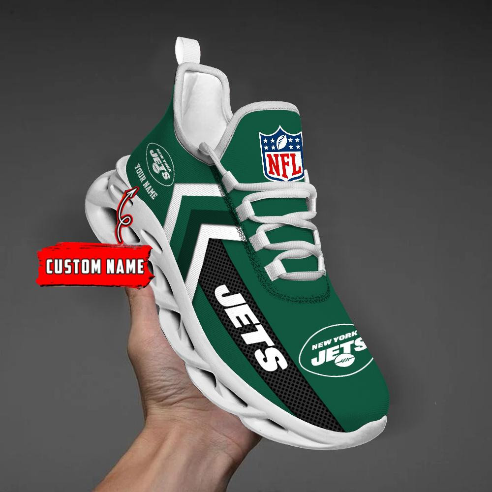 New York Jets Black Max Soul Shoes 2025 Versions Custom Name 638